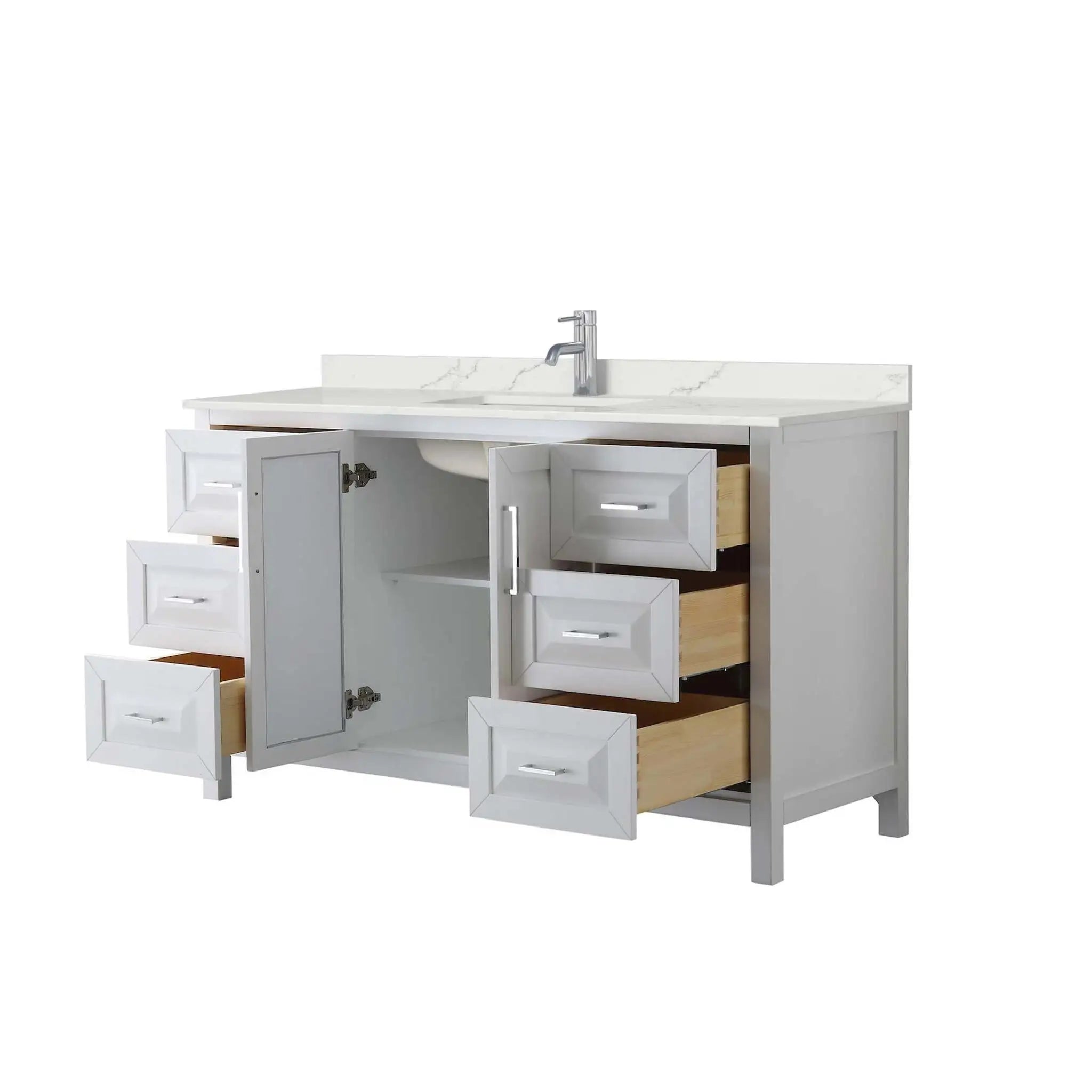 60" Daria Single Bathroom Vanity in White with Polished Chrome Trim by Wyndham