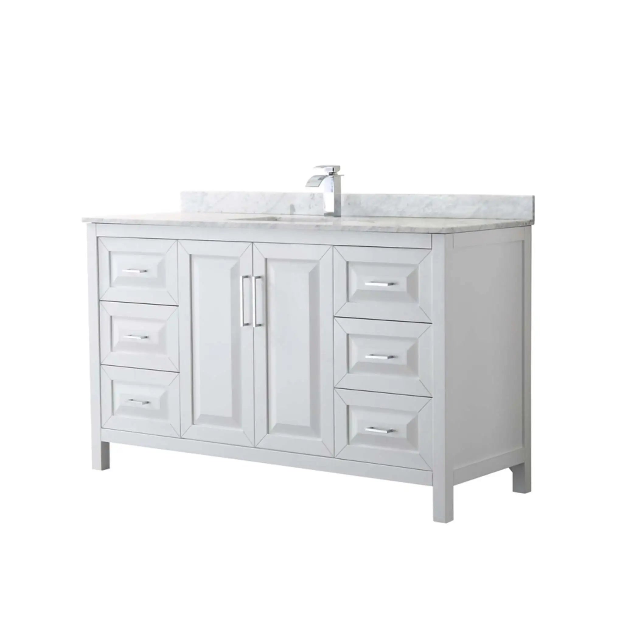 60" Daria Single Bathroom Vanity in White with Polished Chrome Trim by Wyndham