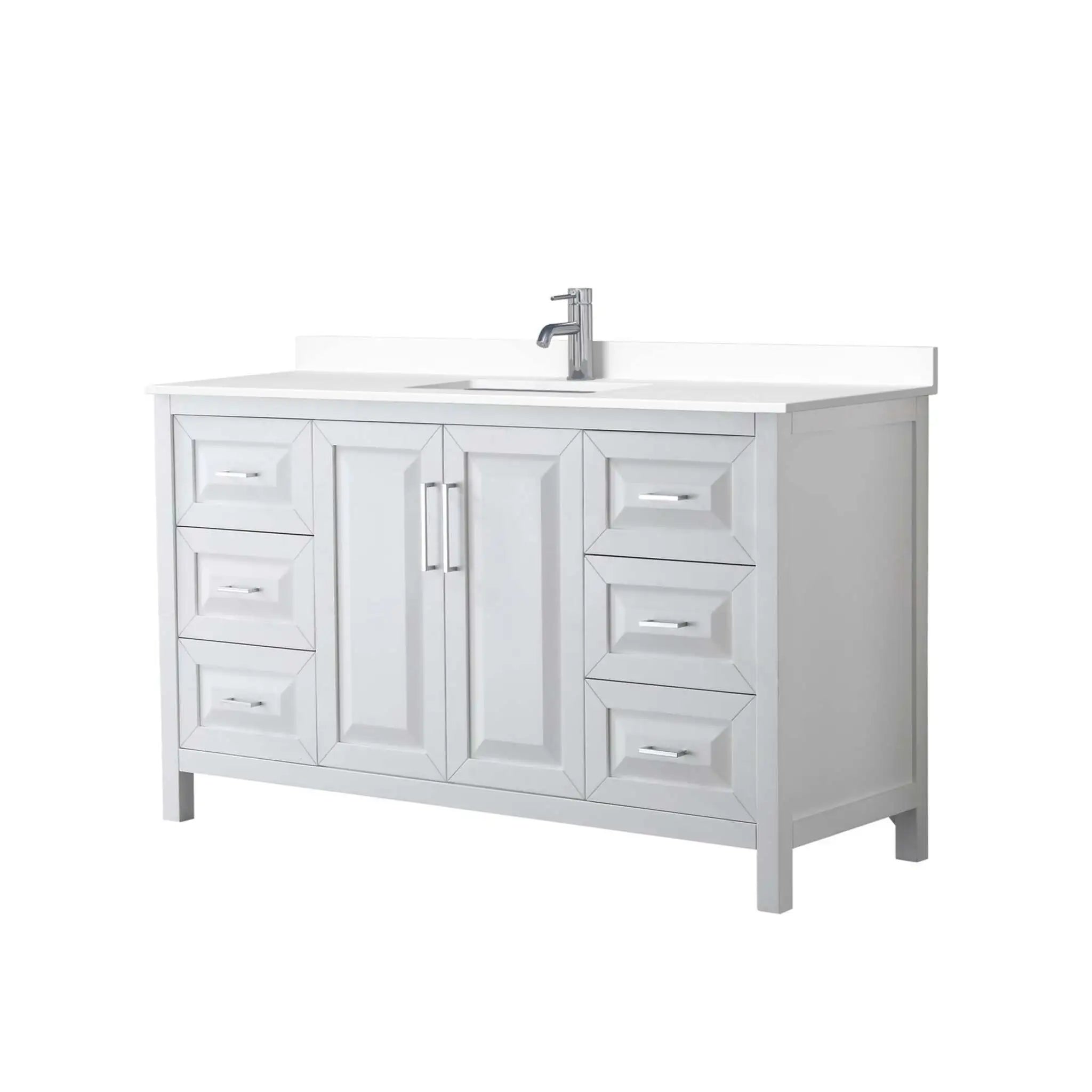 60" Daria Single Bathroom Vanity in White with Polished Chrome Trim by Wyndham