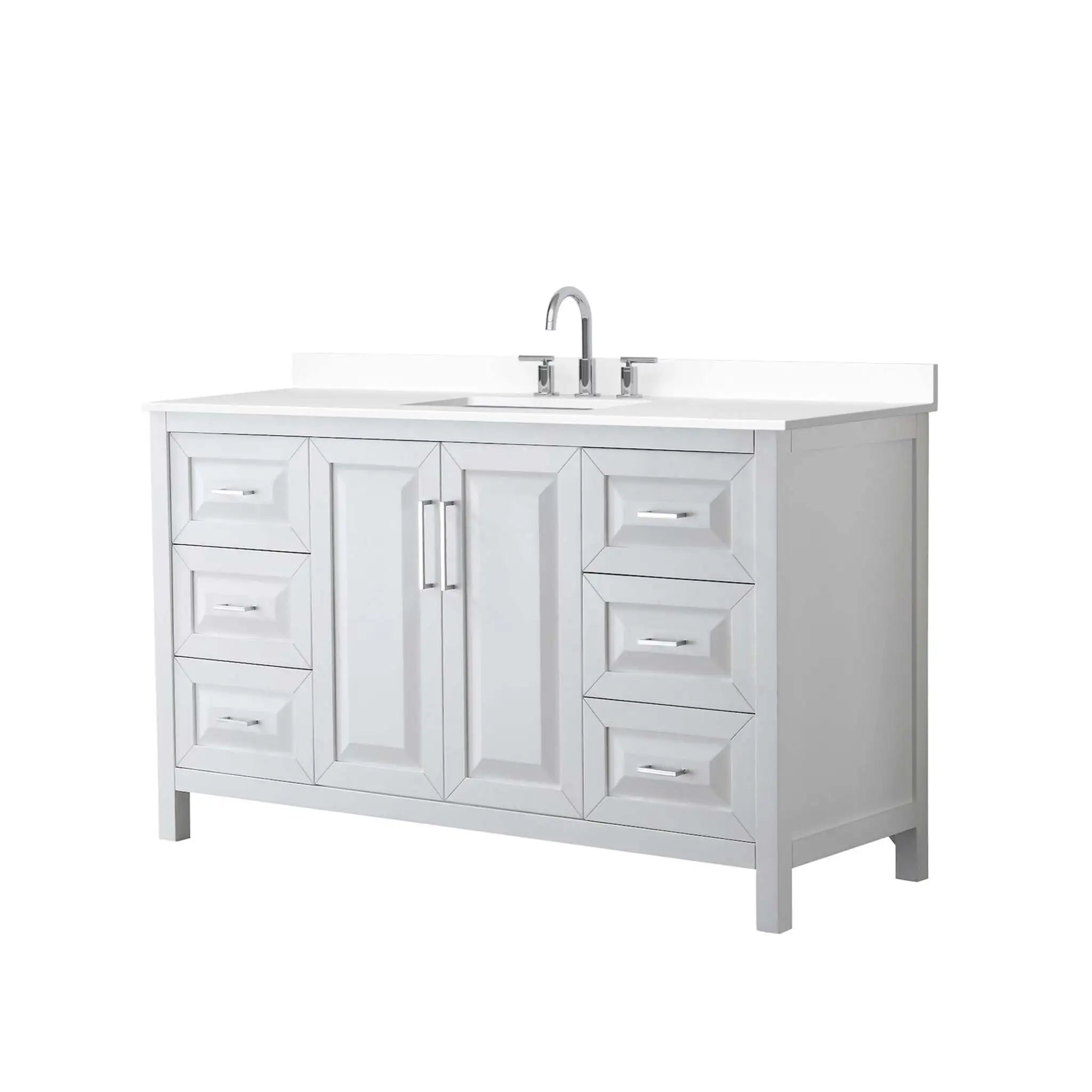 60" Daria Single Bathroom Vanity in White with Polished Chrome Trim by Wyndham