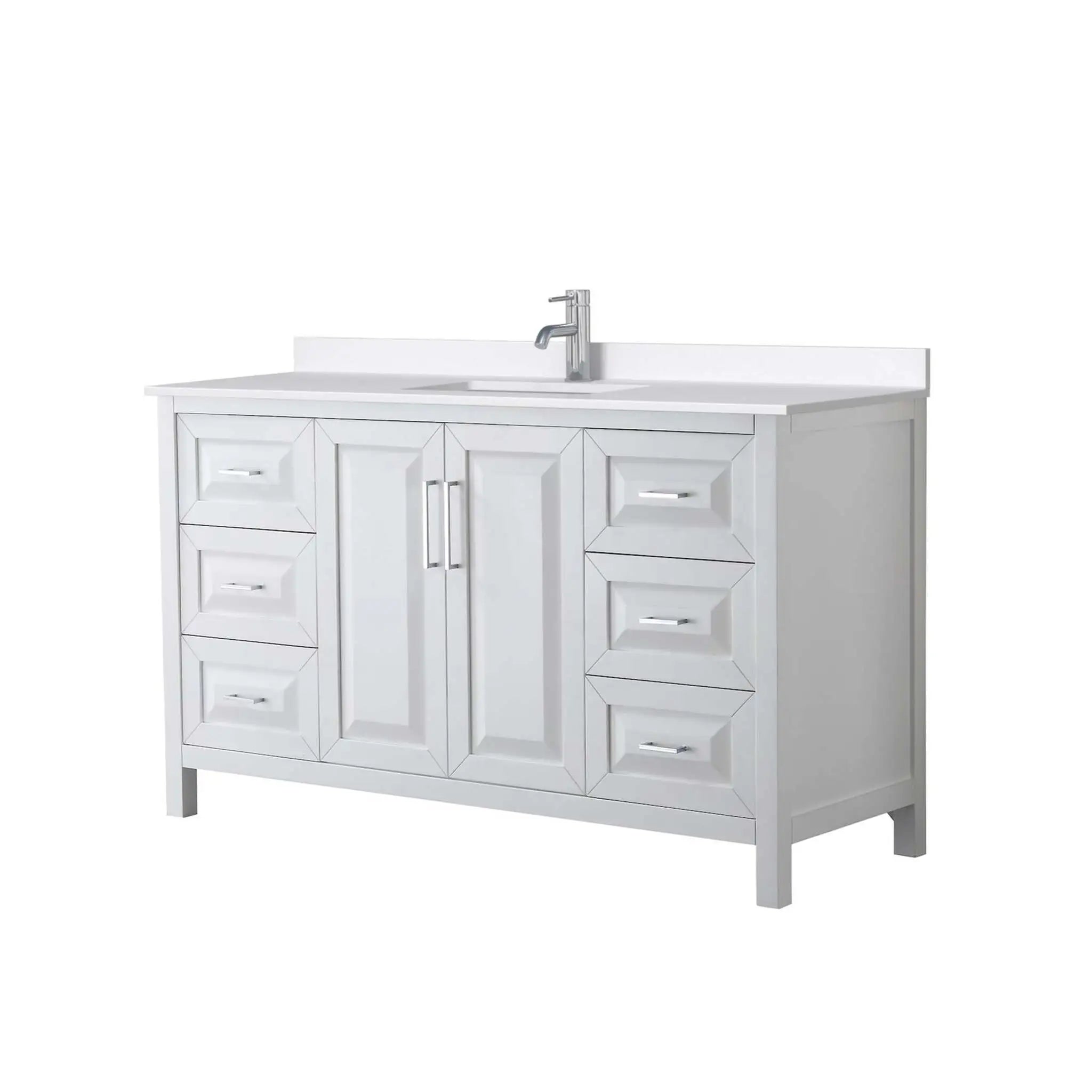60" Daria Single Bathroom Vanity in White with Polished Chrome Trim by Wyndham