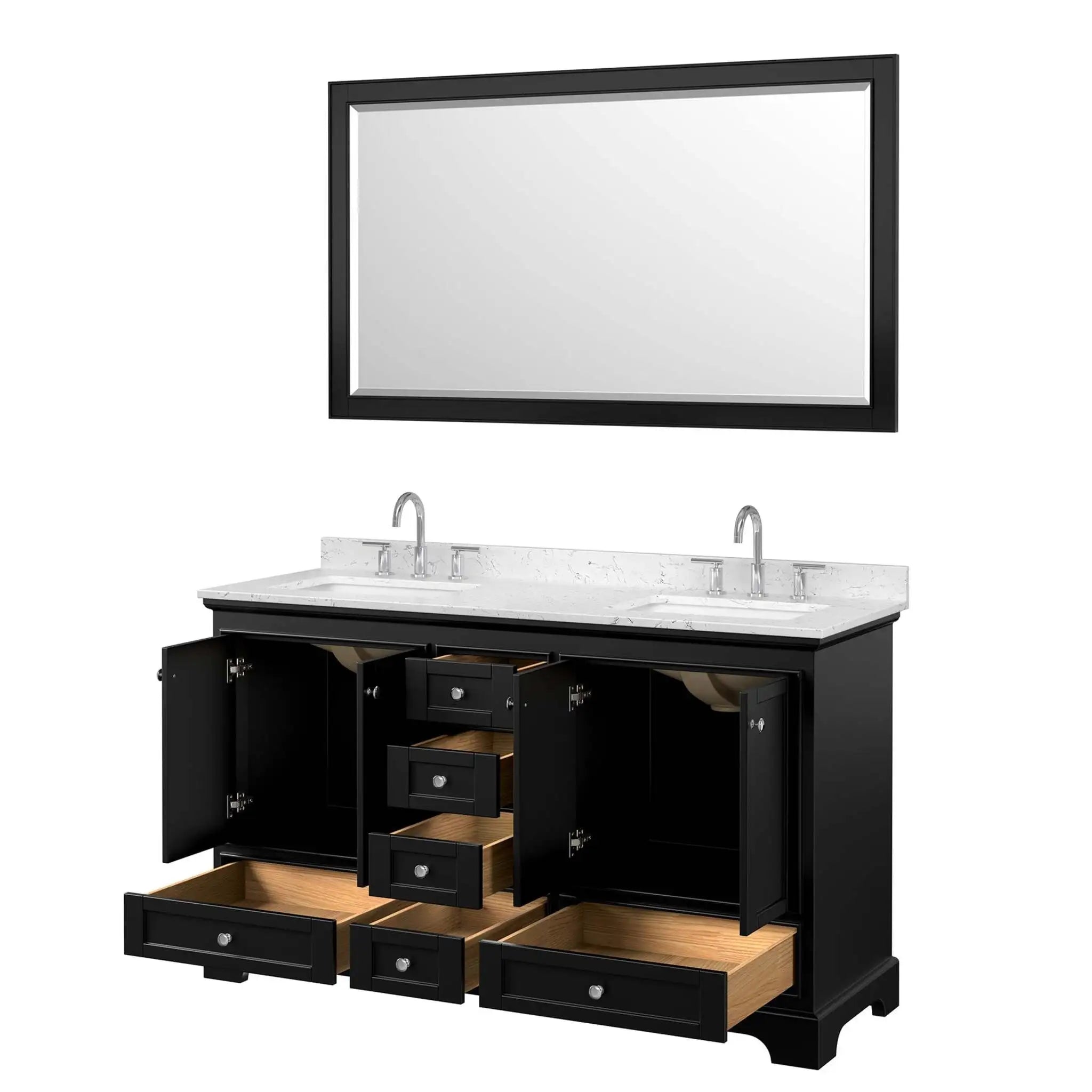 60" Deborah Double Bathroom Vanity in Dark Espresso with Polished Chrome Trim & 58" Mirror by Wyndham