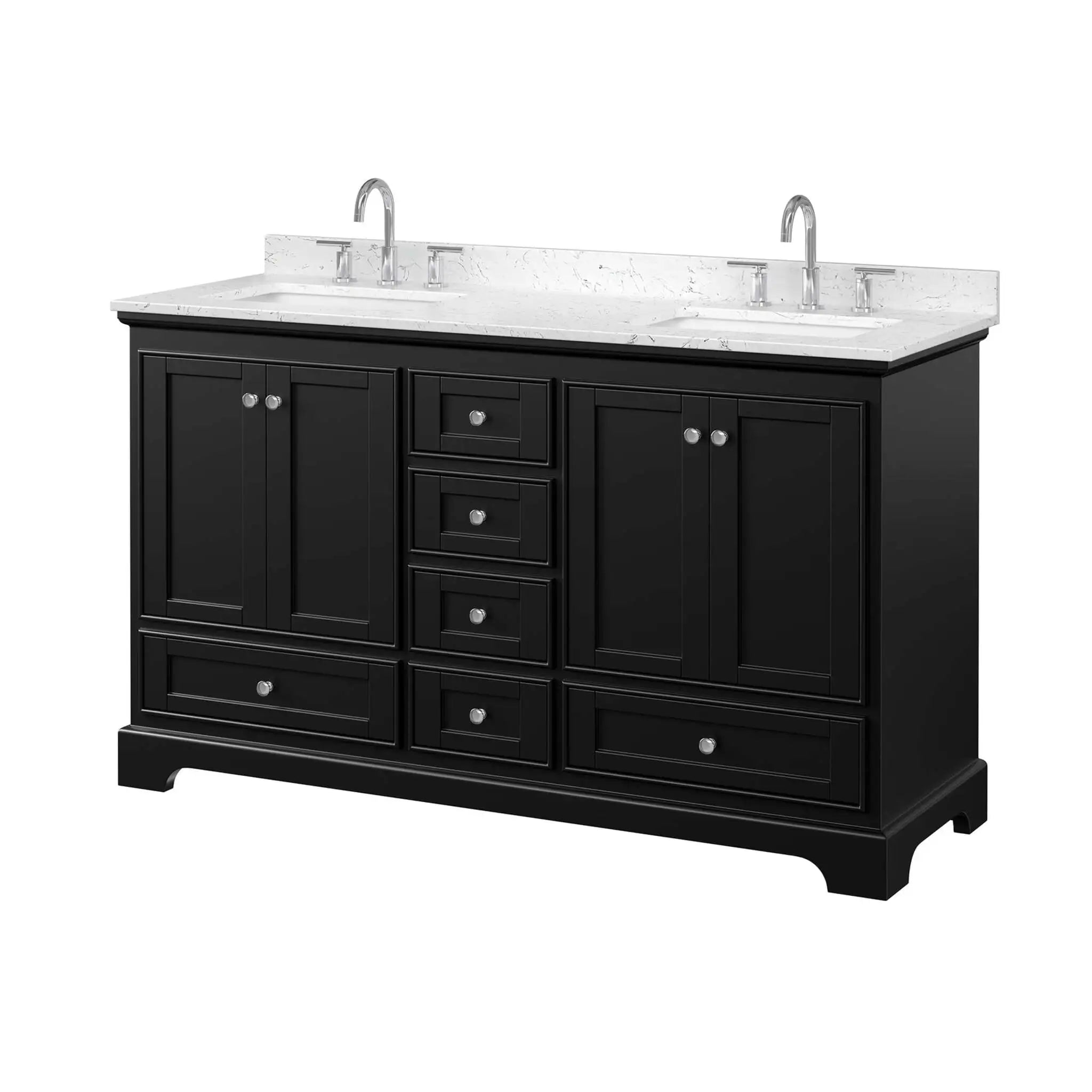60" Deborah Double Bathroom Vanity in Dark Espresso with Polished Chrome Trim by Wyndham