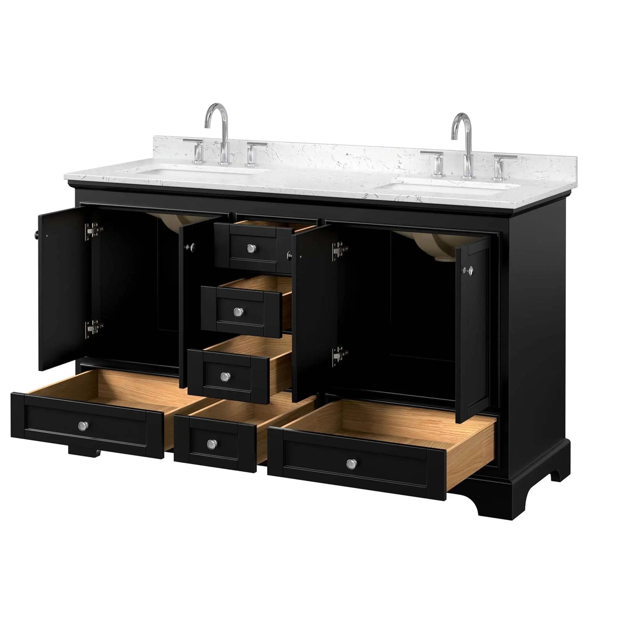 60" Deborah Double Bathroom Vanity in Dark Espresso with Polished Chrome Trim by Wyndham