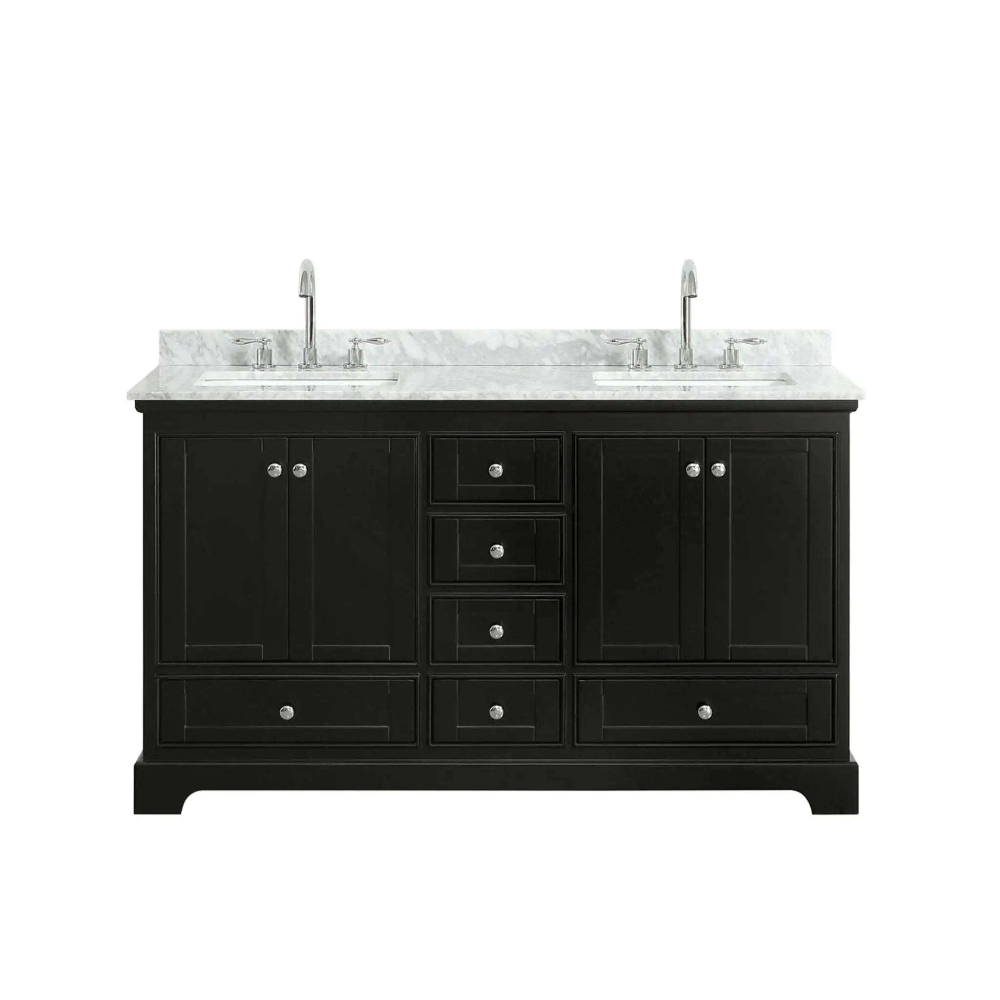 60" Deborah Double Bathroom Vanity in Dark Espresso with Polished Chrome Trim by Wyndham