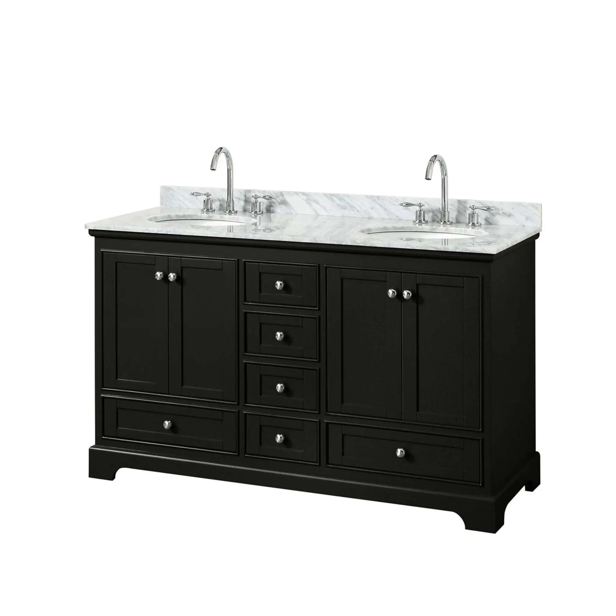 60" Deborah Double Bathroom Vanity in Dark Espresso with Polished Chrome Trim by Wyndham
