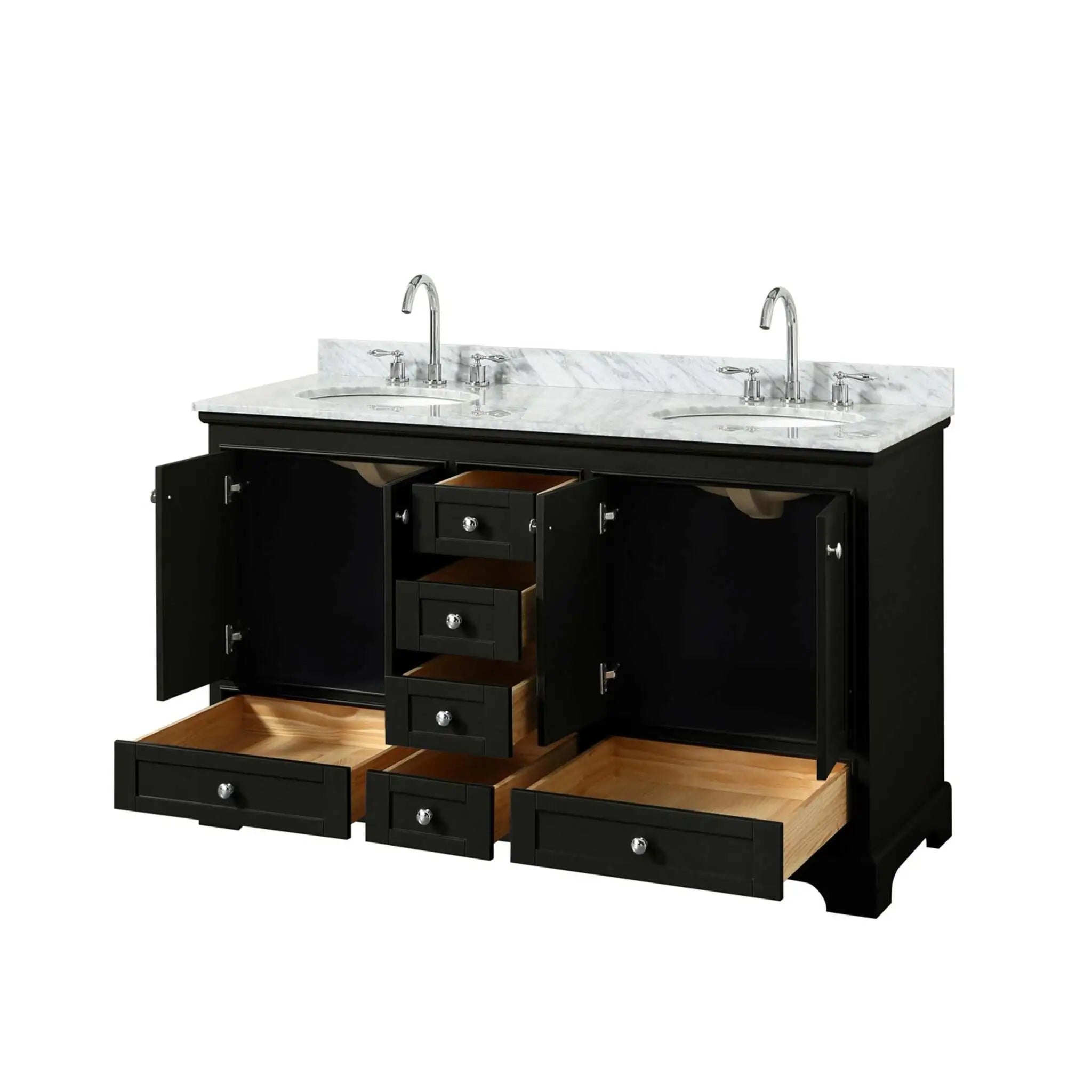 60" Deborah Double Bathroom Vanity in Dark Espresso with Polished Chrome Trim by Wyndham