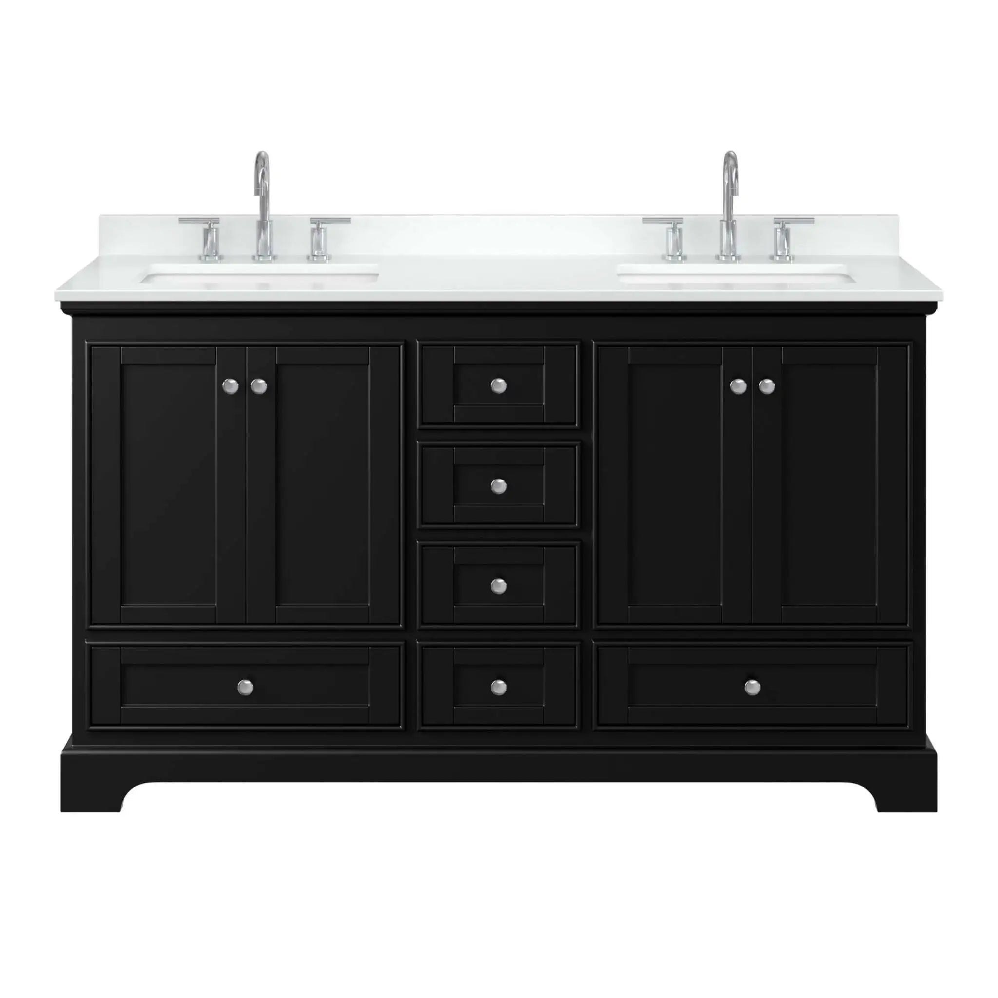 60" Deborah Double Bathroom Vanity in Dark Espresso with Polished Chrome Trim by Wyndham