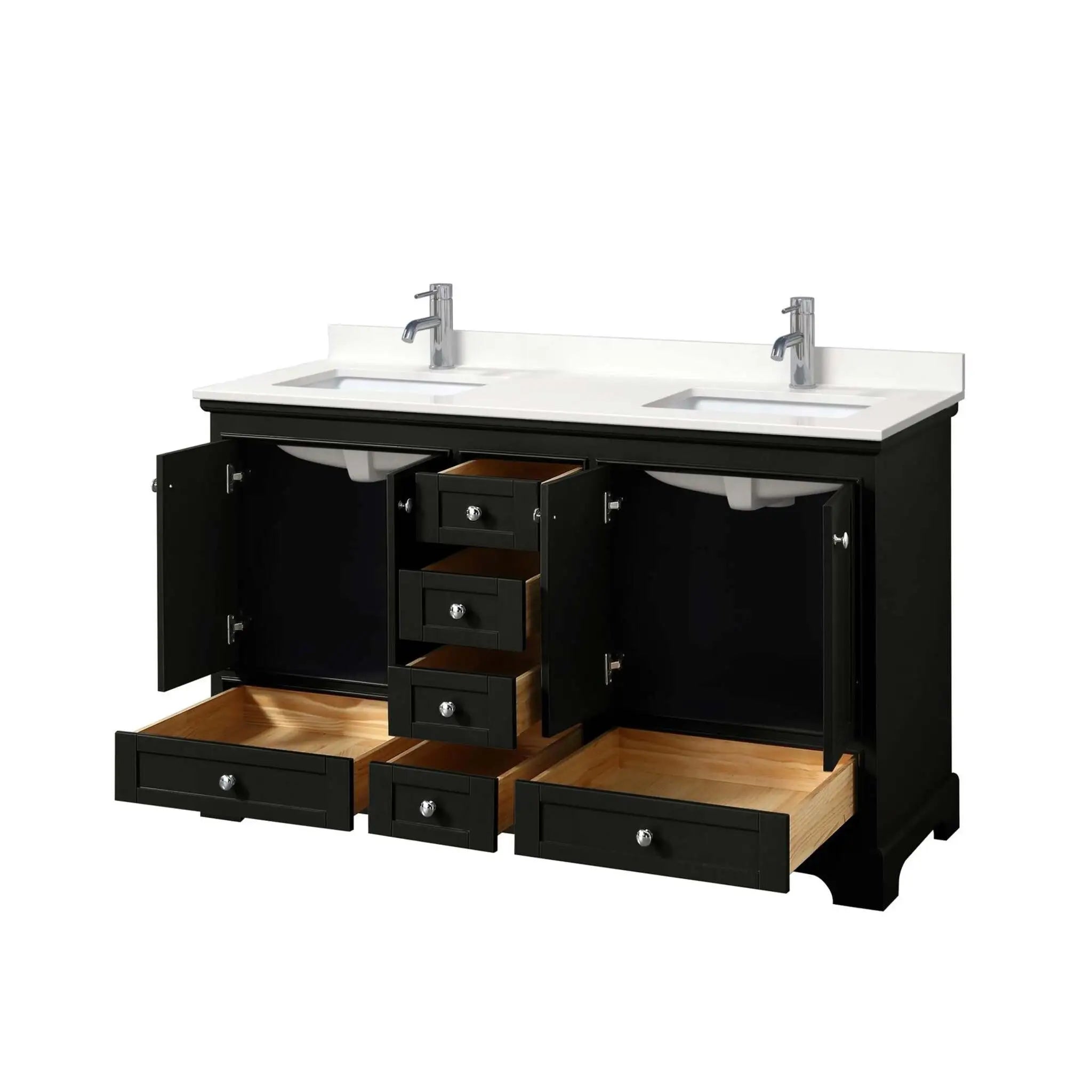 60" Deborah Double Bathroom Vanity in Dark Espresso with Polished Chrome Trim by Wyndham
