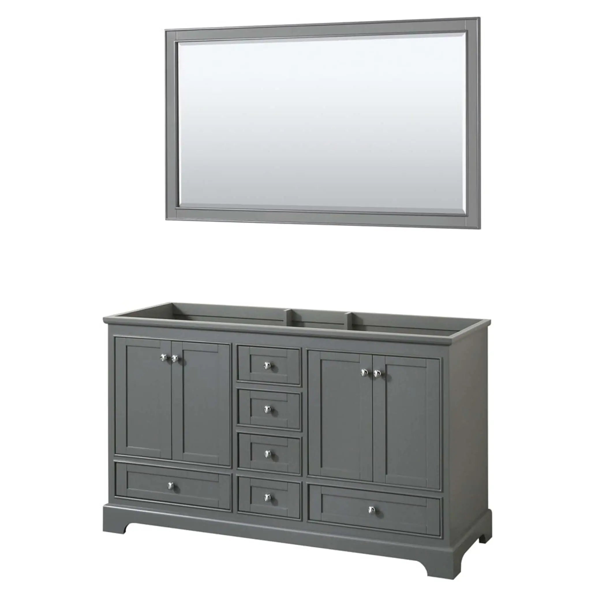 60" Deborah Double Bathroom Vanity in Dark Gray with Polished Chrome Trim & 58" Mirror by Wyndham