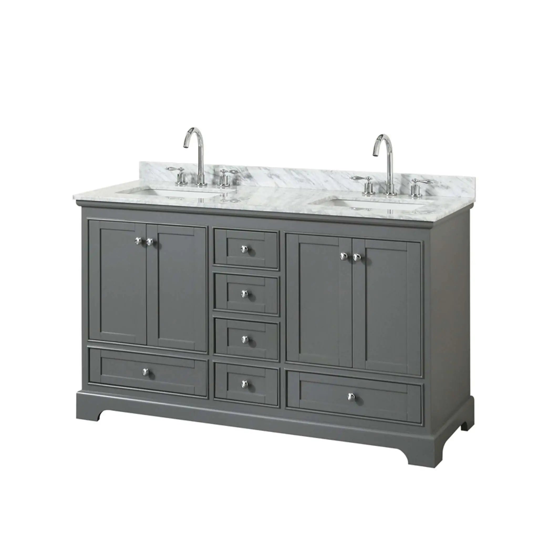 60" Deborah Double Bathroom Vanity in Dark Gray with Polished Chrome Trim by Wyndham
