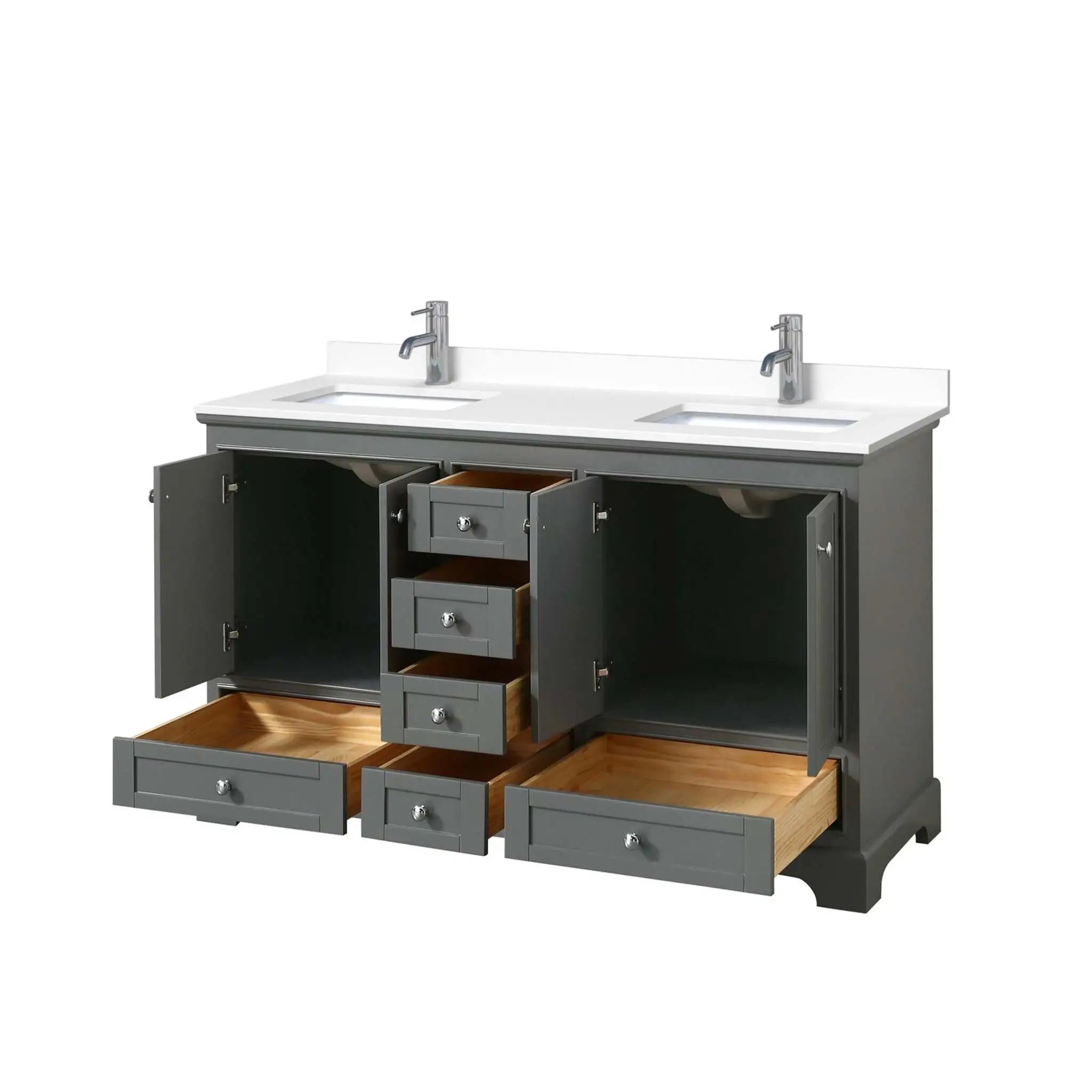 60" Deborah Double Bathroom Vanity in Dark Gray with Polished Chrome Trim by Wyndham