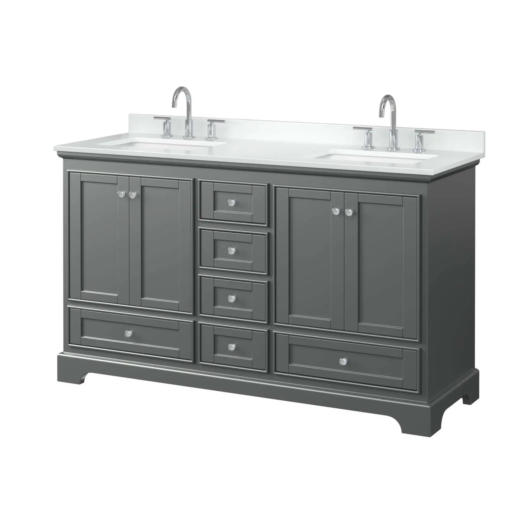 60" Deborah Double Bathroom Vanity in Dark Gray with Polished Chrome Trim by Wyndham