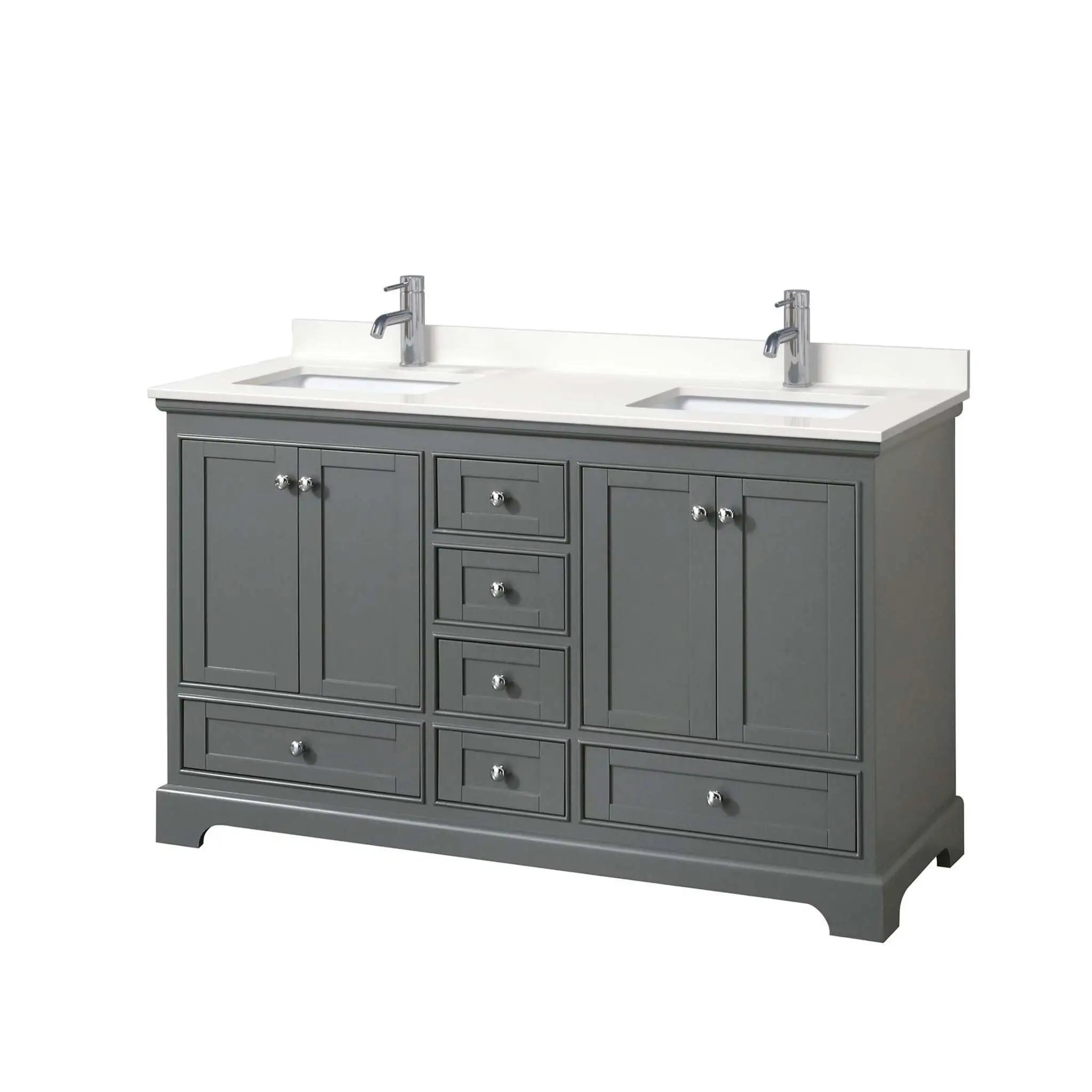 60" Deborah Double Bathroom Vanity in Dark Gray with Polished Chrome Trim by Wyndham