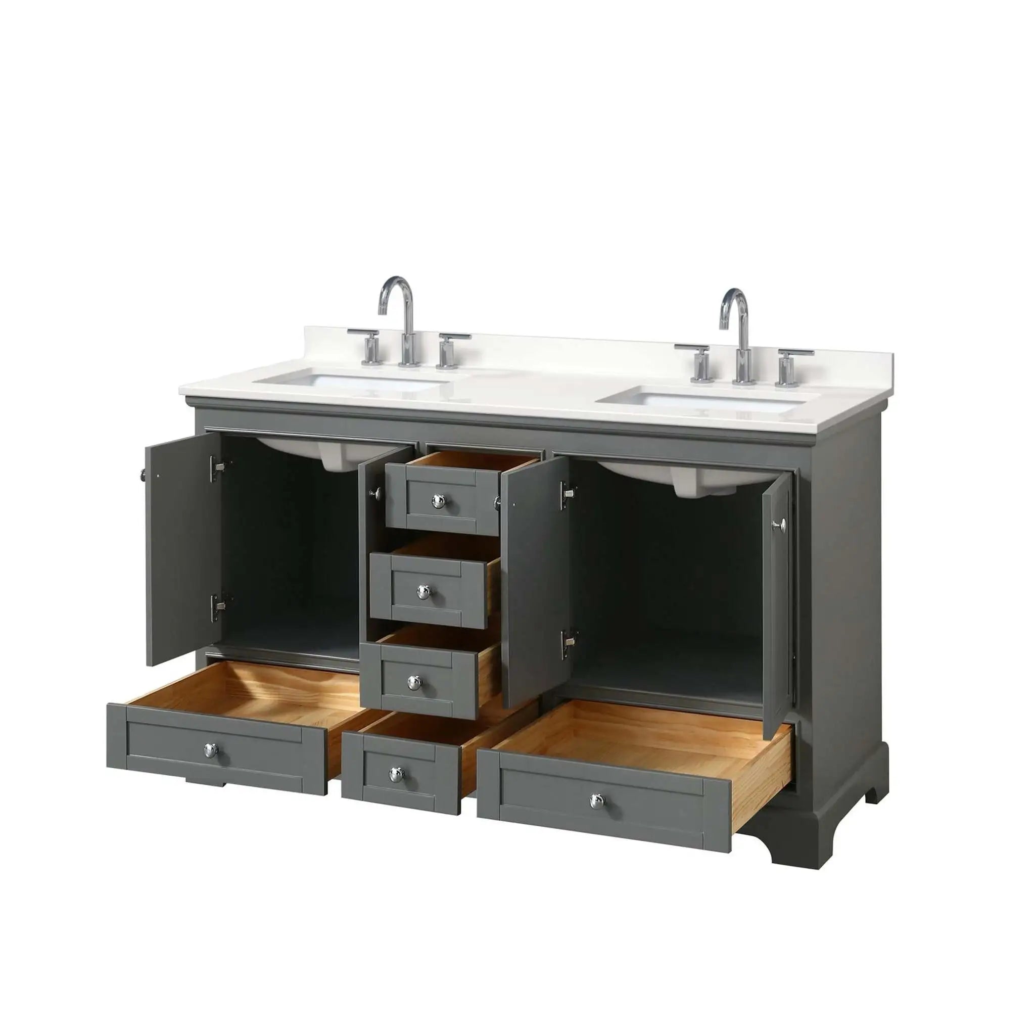 60" Deborah Double Bathroom Vanity in Dark Gray with Polished Chrome Trim by Wyndham