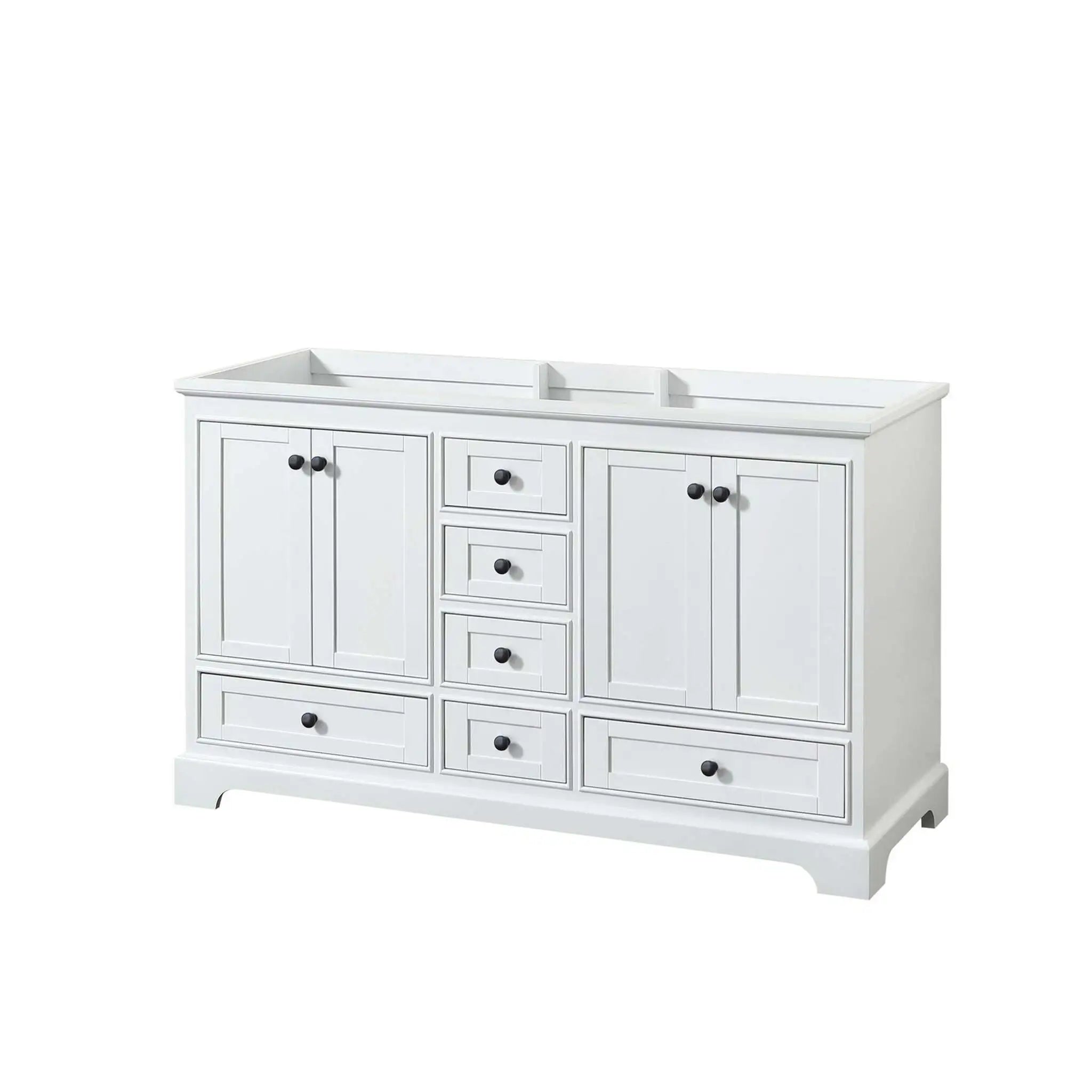 60" Deborah Double Bathroom Vanity in White with Matte Black Trim by Wyndham