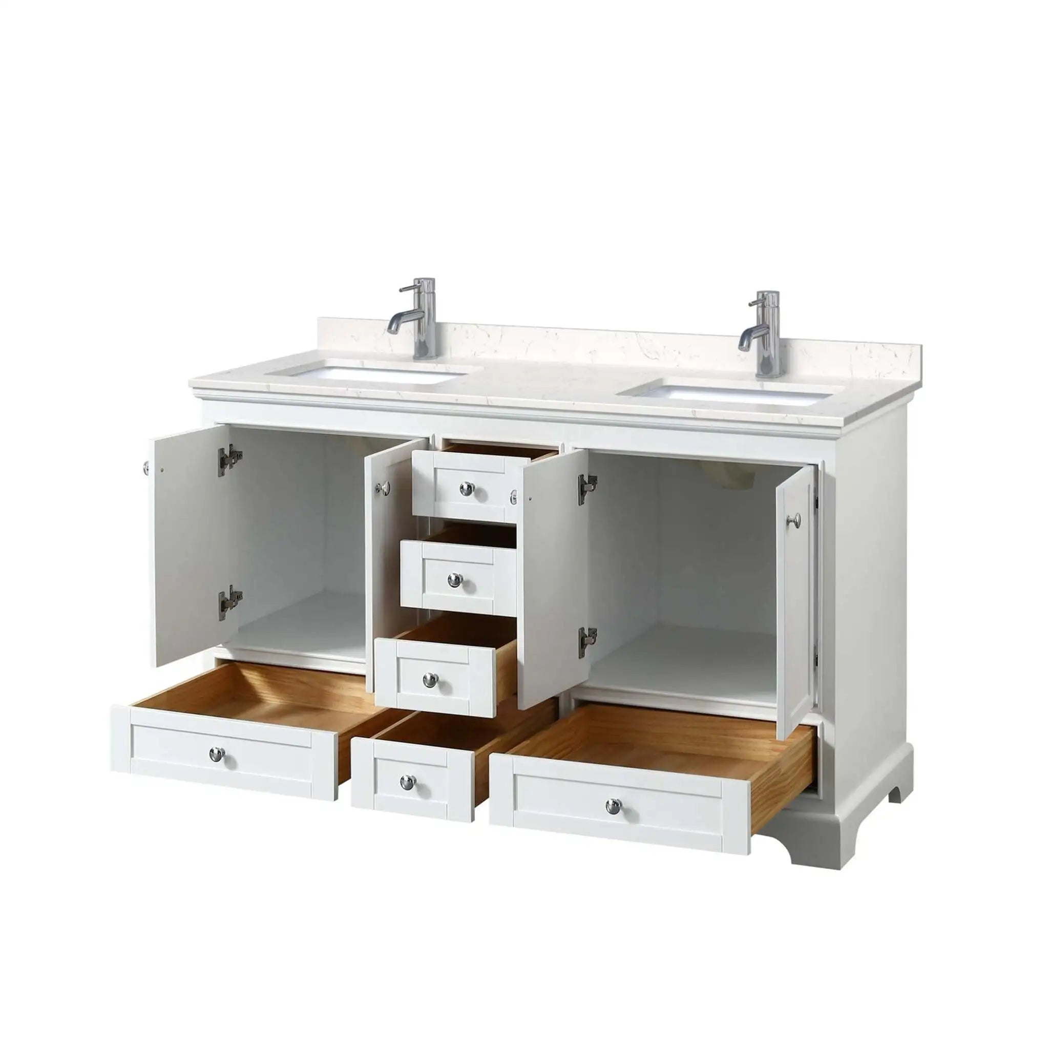 60" Deborah Double Bathroom Vanity in White with Polished Chrome Trim by Wyndham