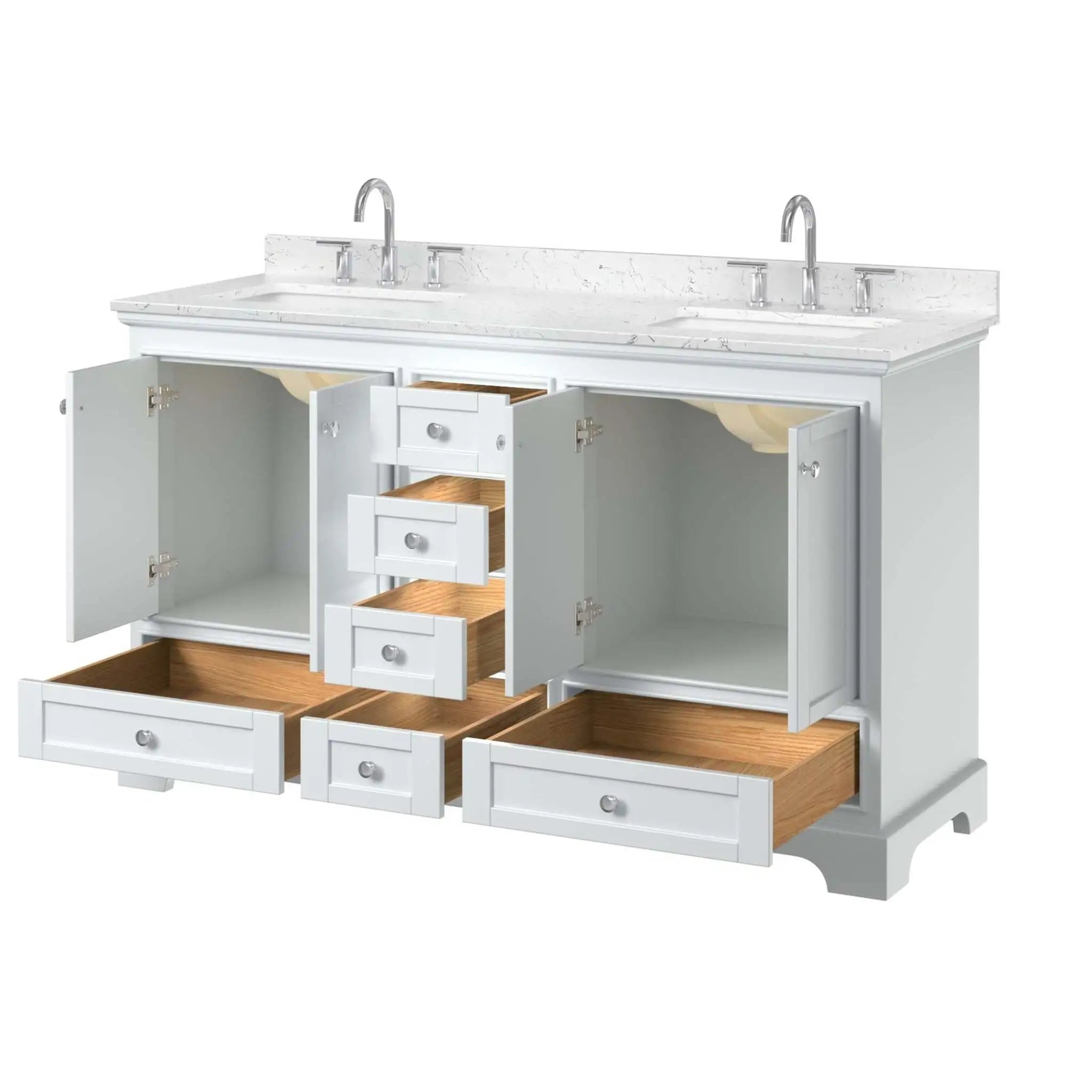 60" Deborah Double Bathroom Vanity in White with Polished Chrome Trim by Wyndham