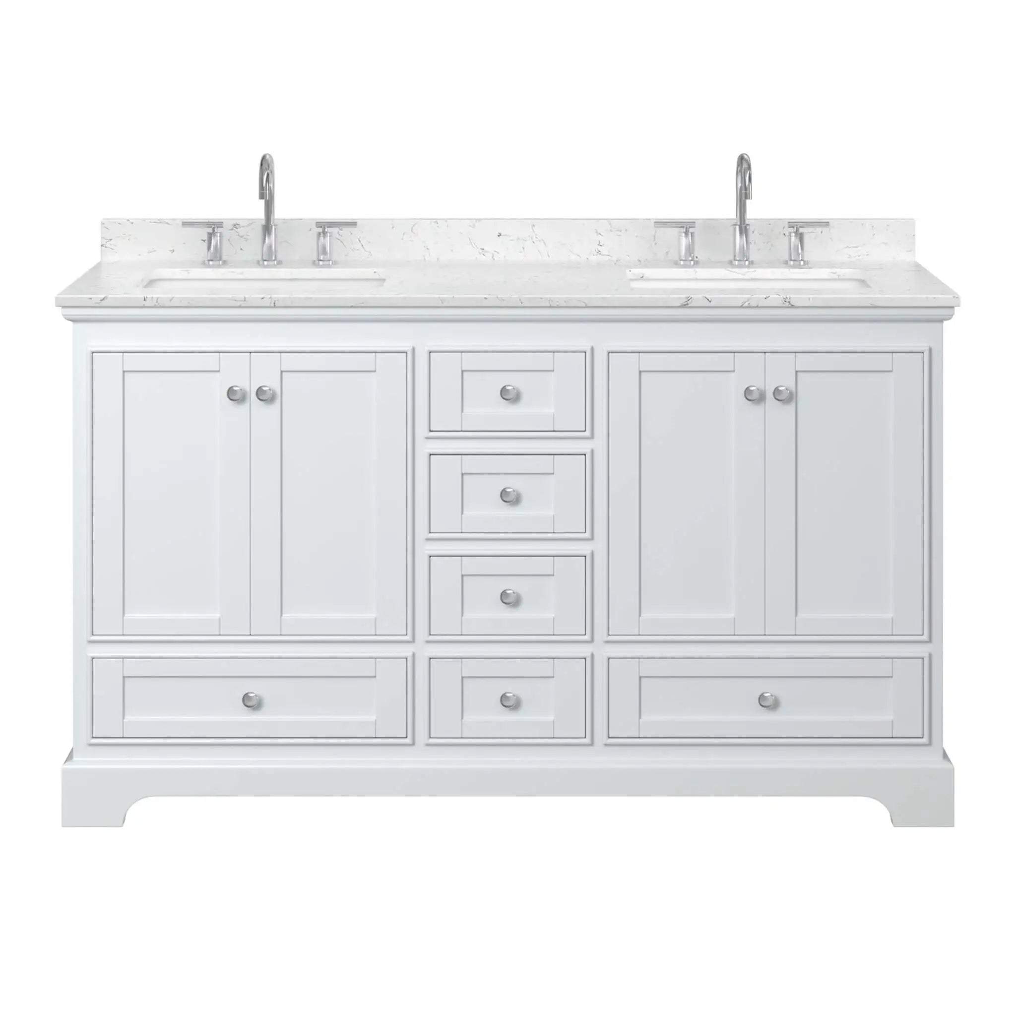 60" Deborah Double Bathroom Vanity in White with Polished Chrome Trim by Wyndham