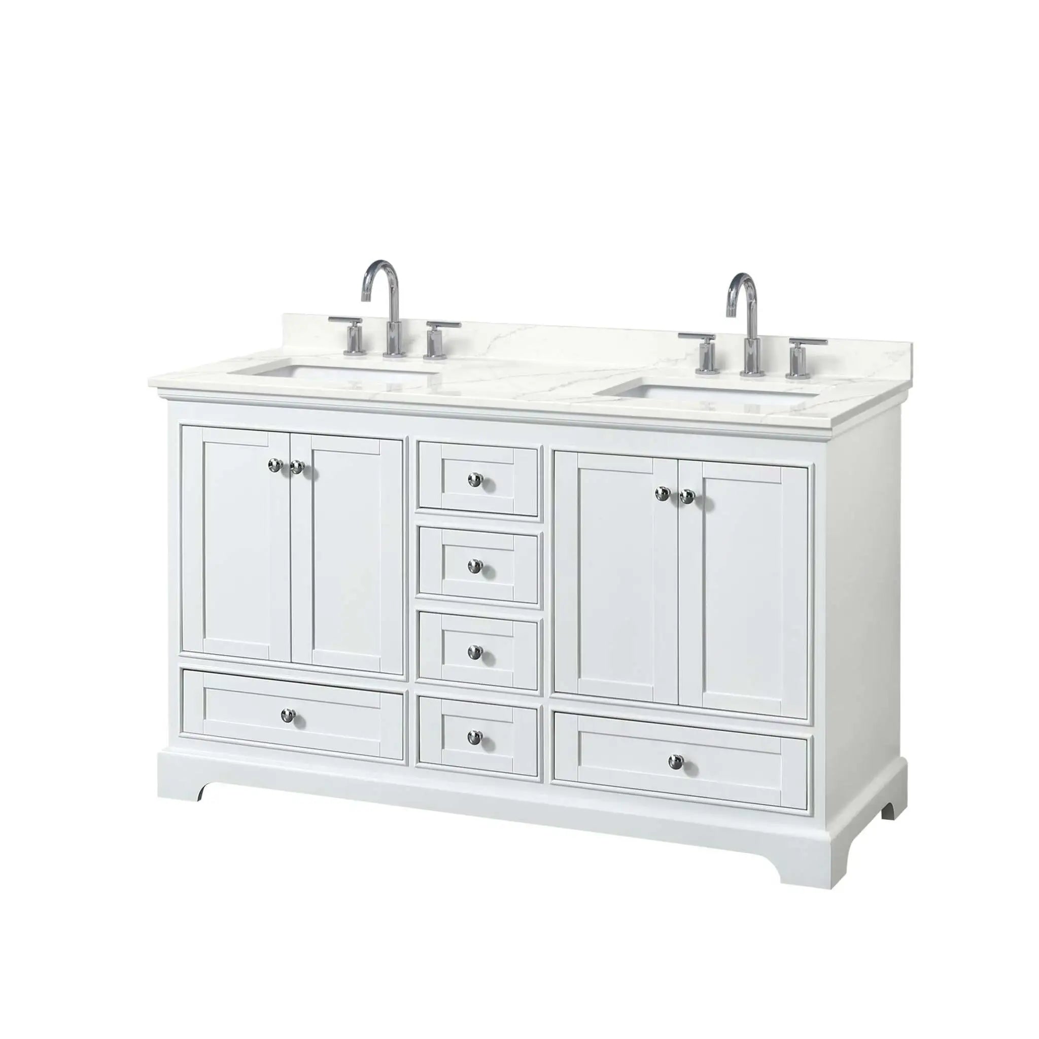 60" Deborah Double Bathroom Vanity in White with Polished Chrome Trim by Wyndham