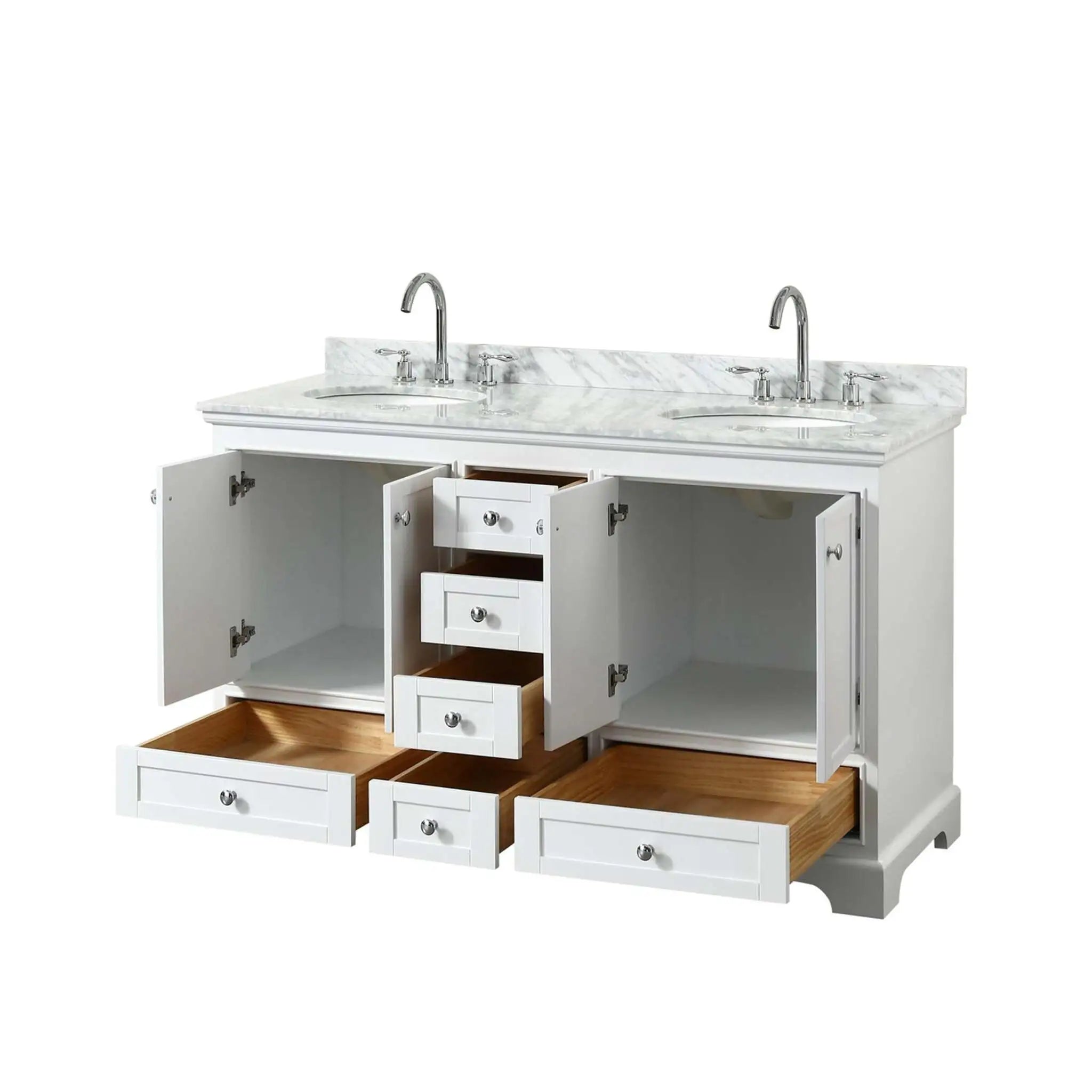 60" Deborah Double Bathroom Vanity in White with Polished Chrome Trim by Wyndham