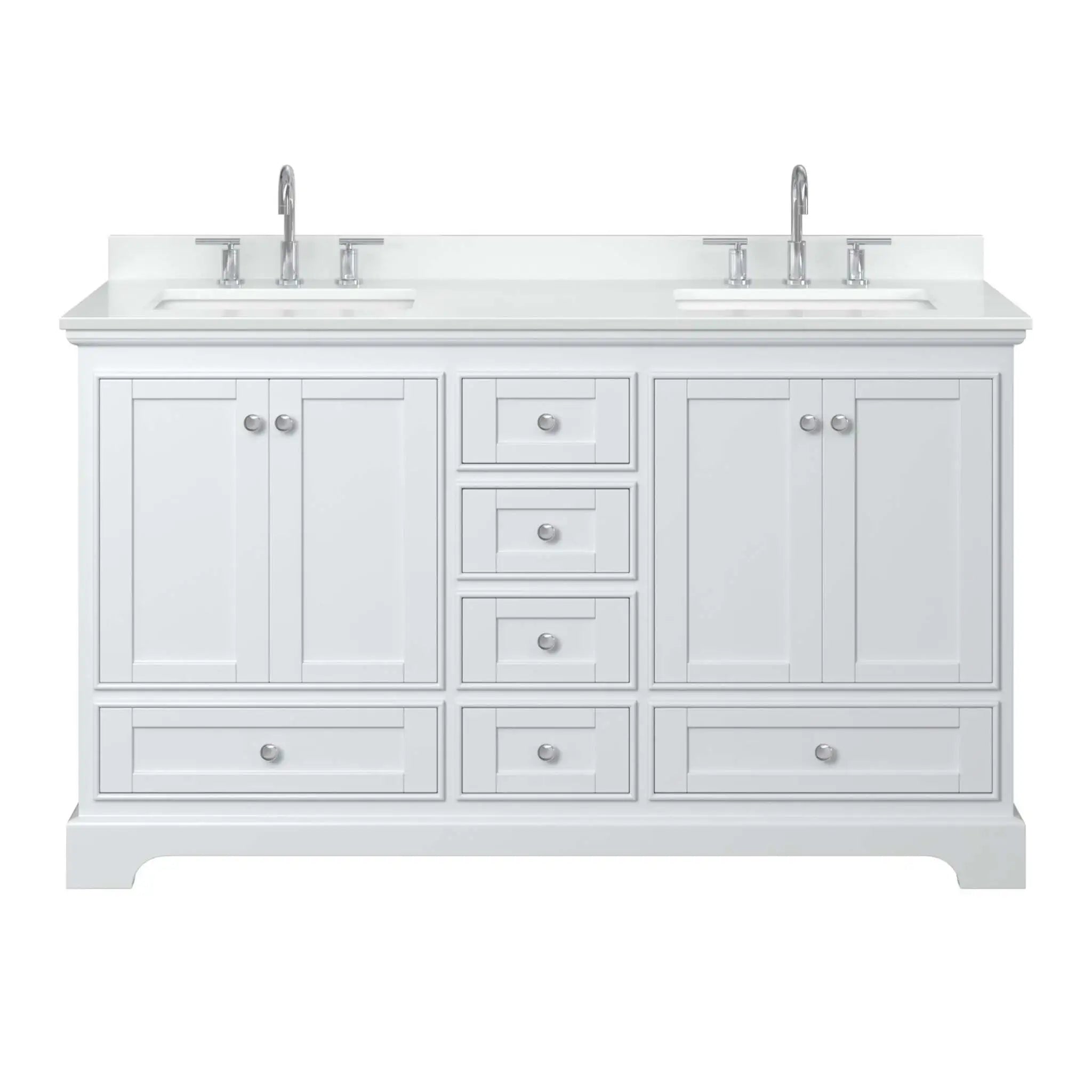 60" Deborah Double Bathroom Vanity in White with Polished Chrome Trim by Wyndham