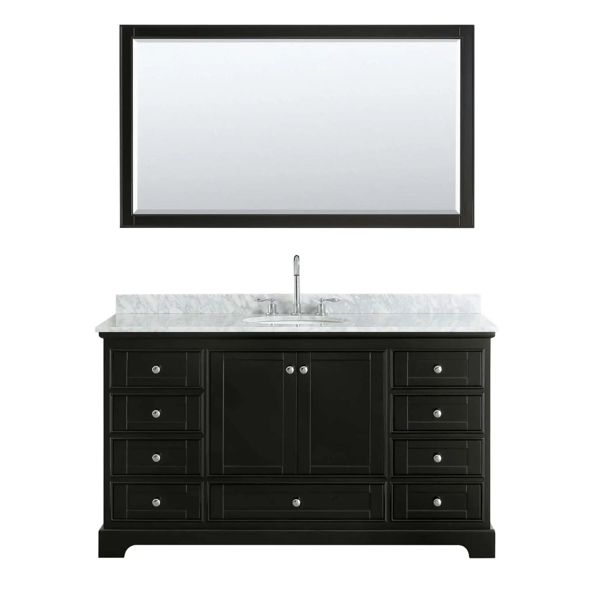 60" Deborah Single Bathroom Vanity in Dark Espresso with Polished Chrome Trim & 58" Mirror by Wyndham