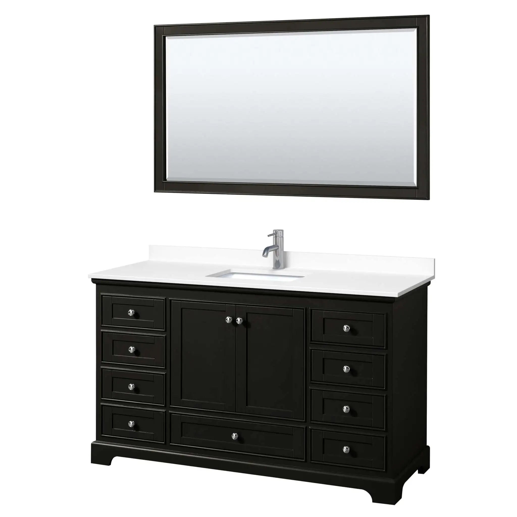 60" Deborah Single Bathroom Vanity in Dark Espresso with Polished Chrome Trim & 58" Mirror by Wyndham