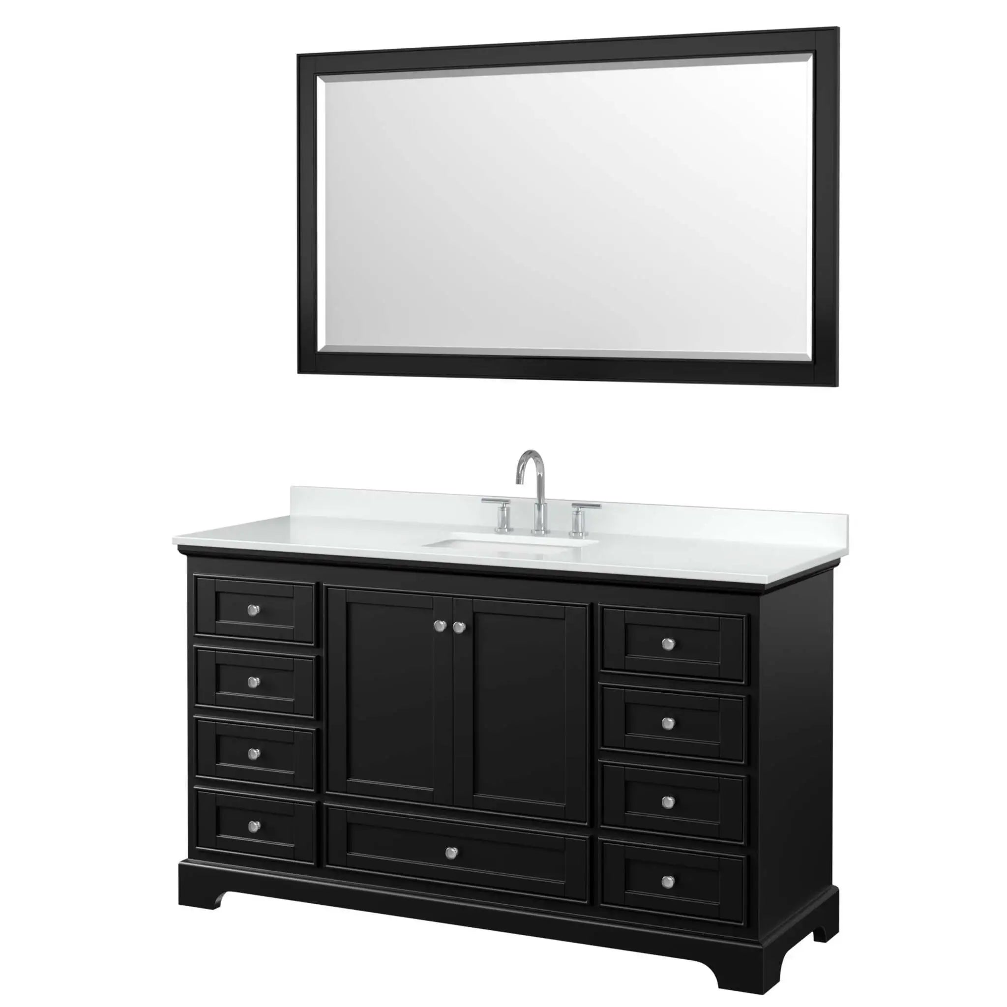 60" Deborah Single Bathroom Vanity in Dark Espresso with Polished Chrome Trim & 58" Mirror by Wyndham
