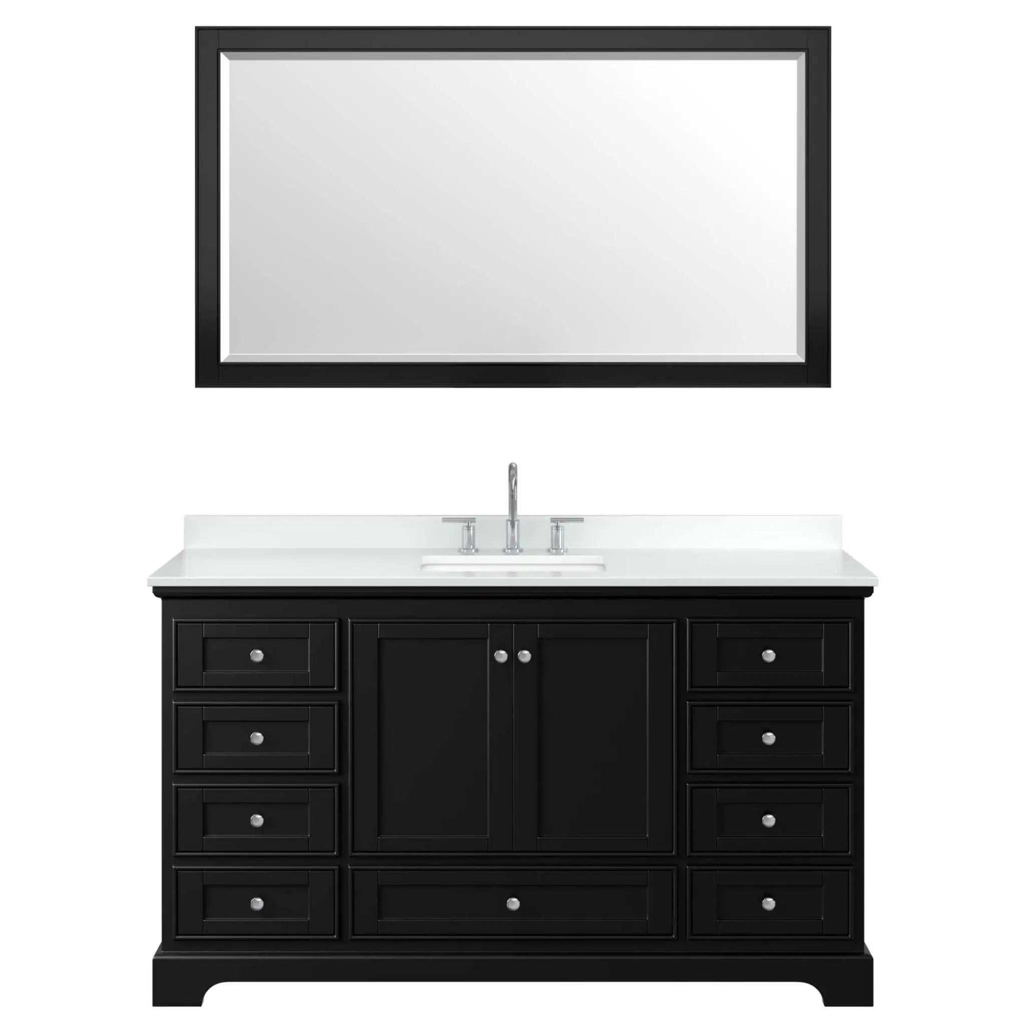 60" Deborah Single Bathroom Vanity in Dark Espresso with Polished Chrome Trim & 58" Mirror by Wyndham