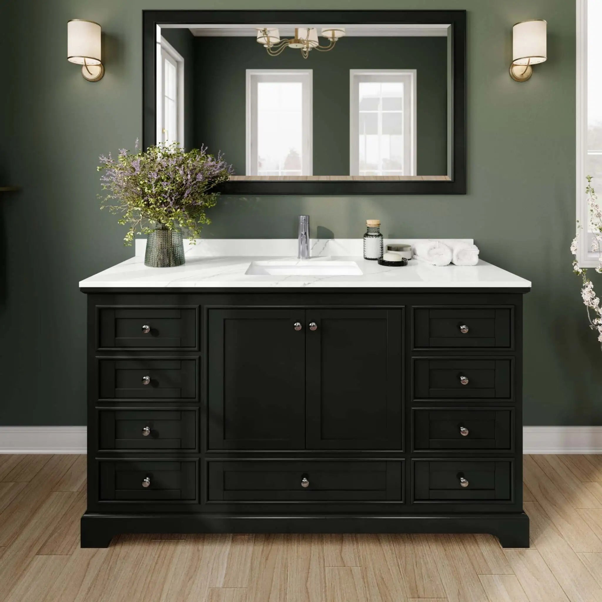 60" Deborah Single Bathroom Vanity in Dark Espresso with Polished Chrome Trim by Wyndham
