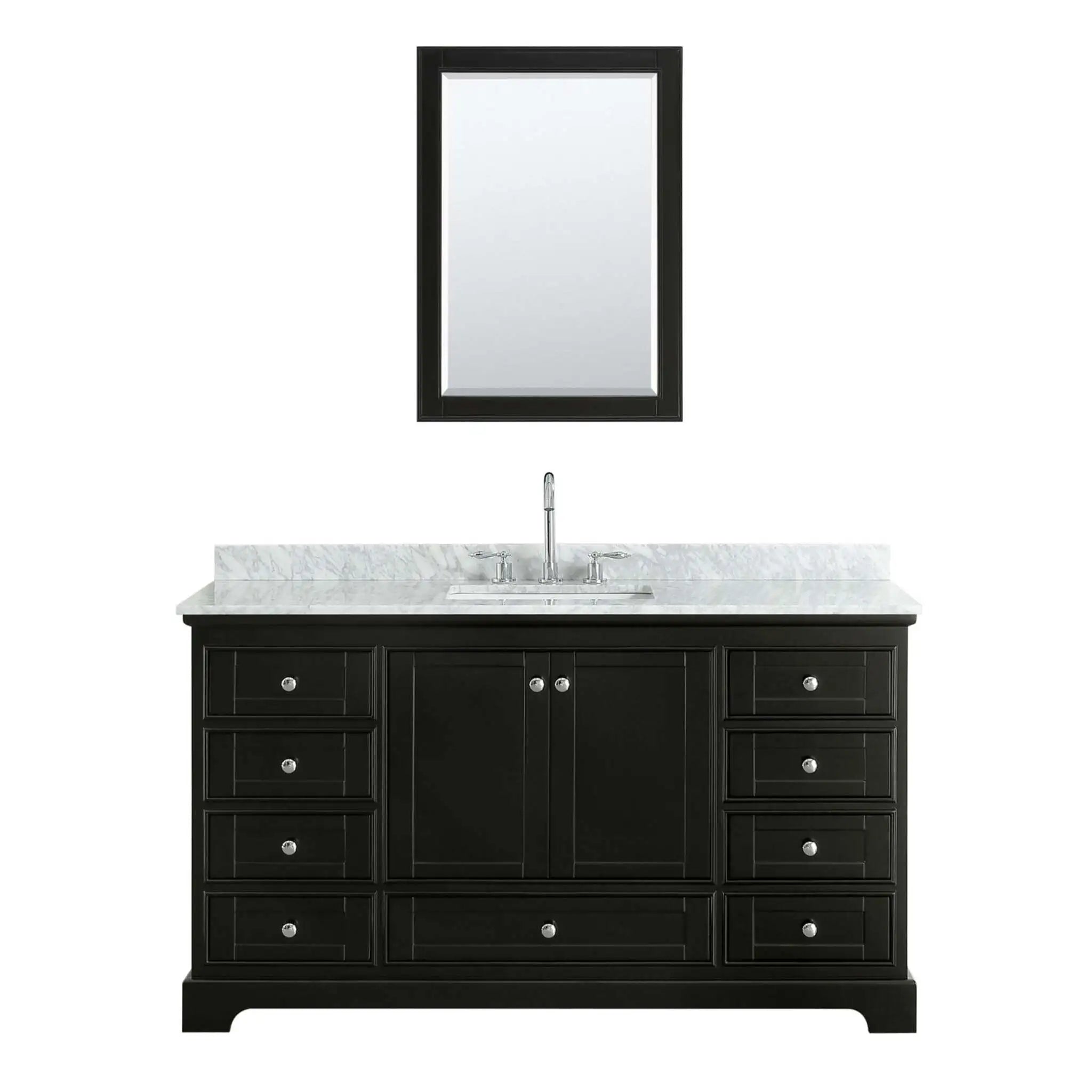 60" Deborah Single Bathroom Vanity in Dark Espresso with Polished Chrome Trim & Medicine Cabinet by Wyndham