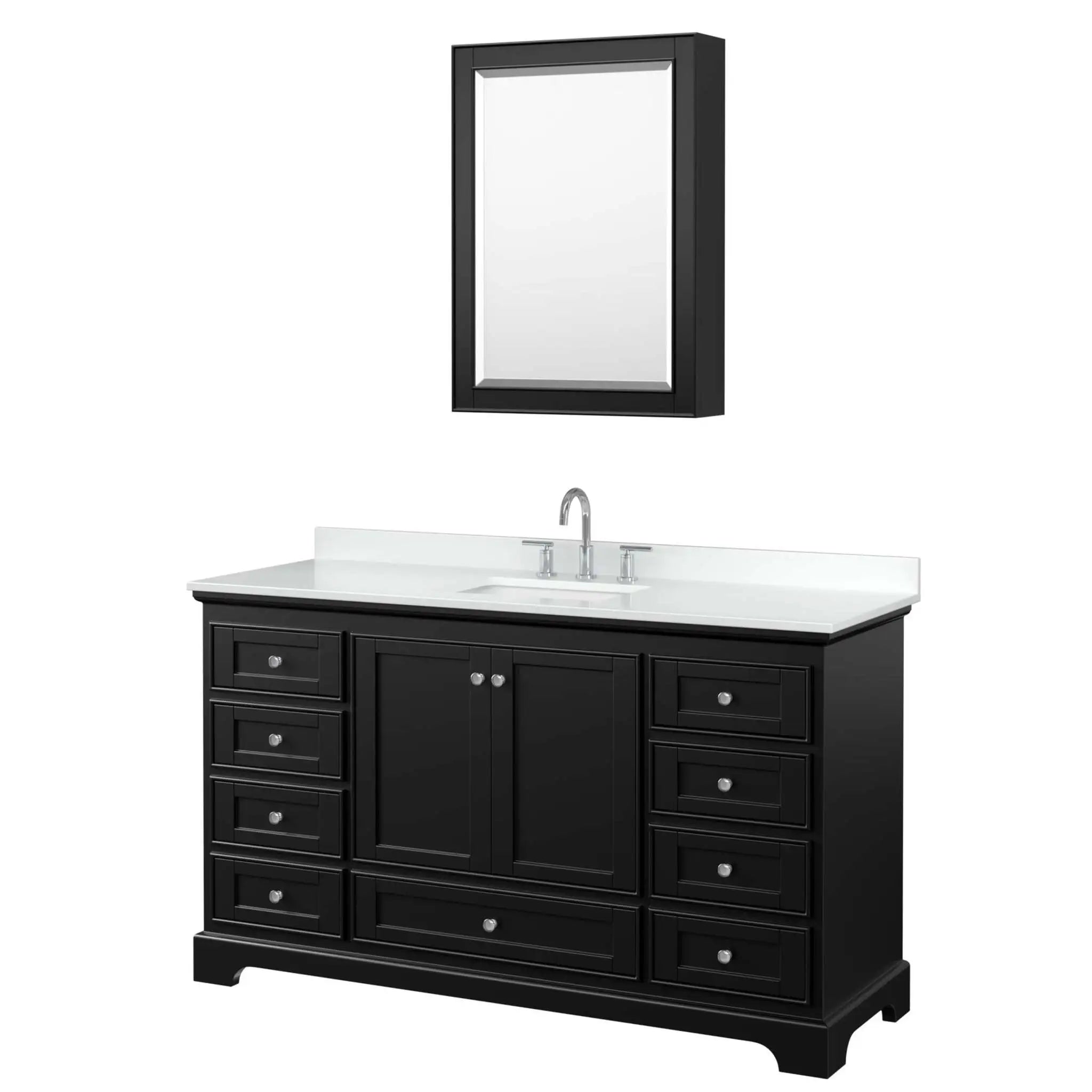 60" Deborah Single Bathroom Vanity in Dark Espresso with Polished Chrome Trim & Medicine Cabinet by Wyndham