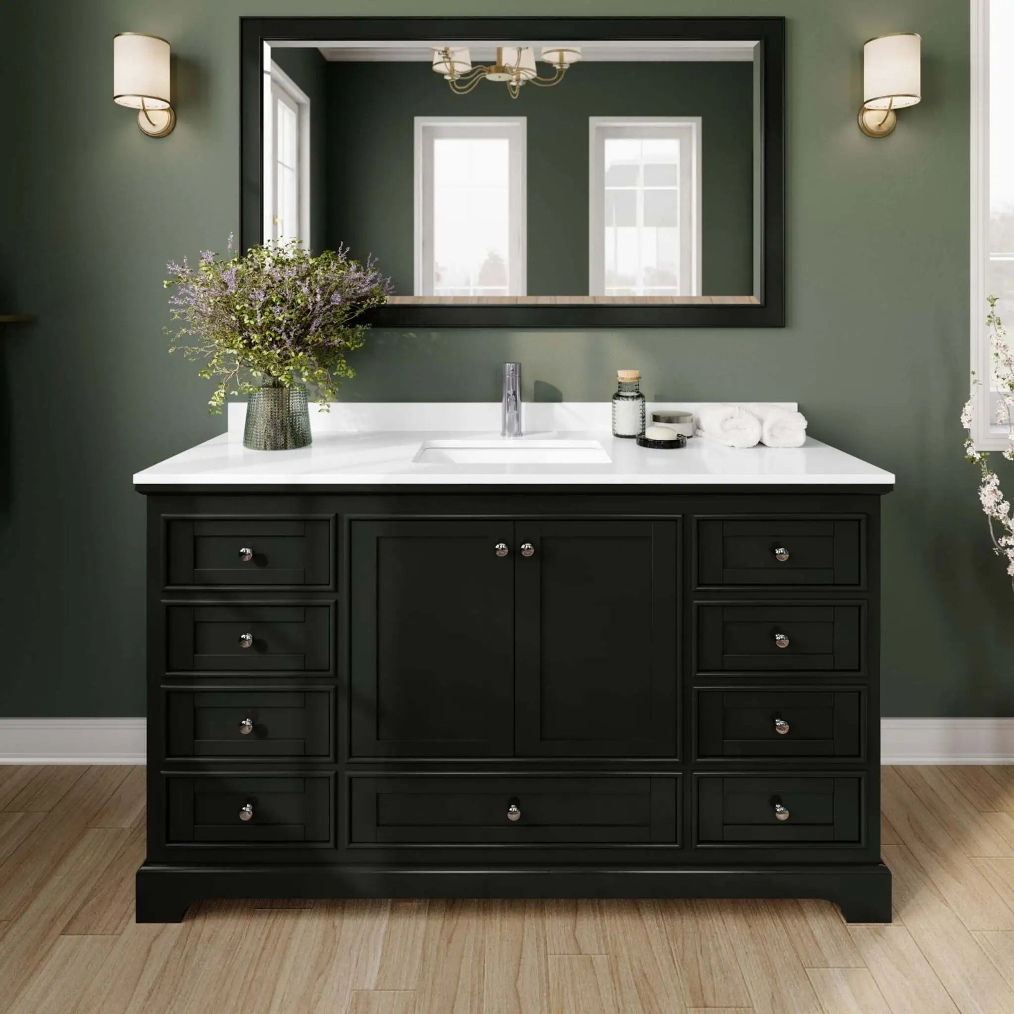60" Deborah Single Bathroom Vanity in Dark Espresso with Polished Chrome Trim by Wyndham