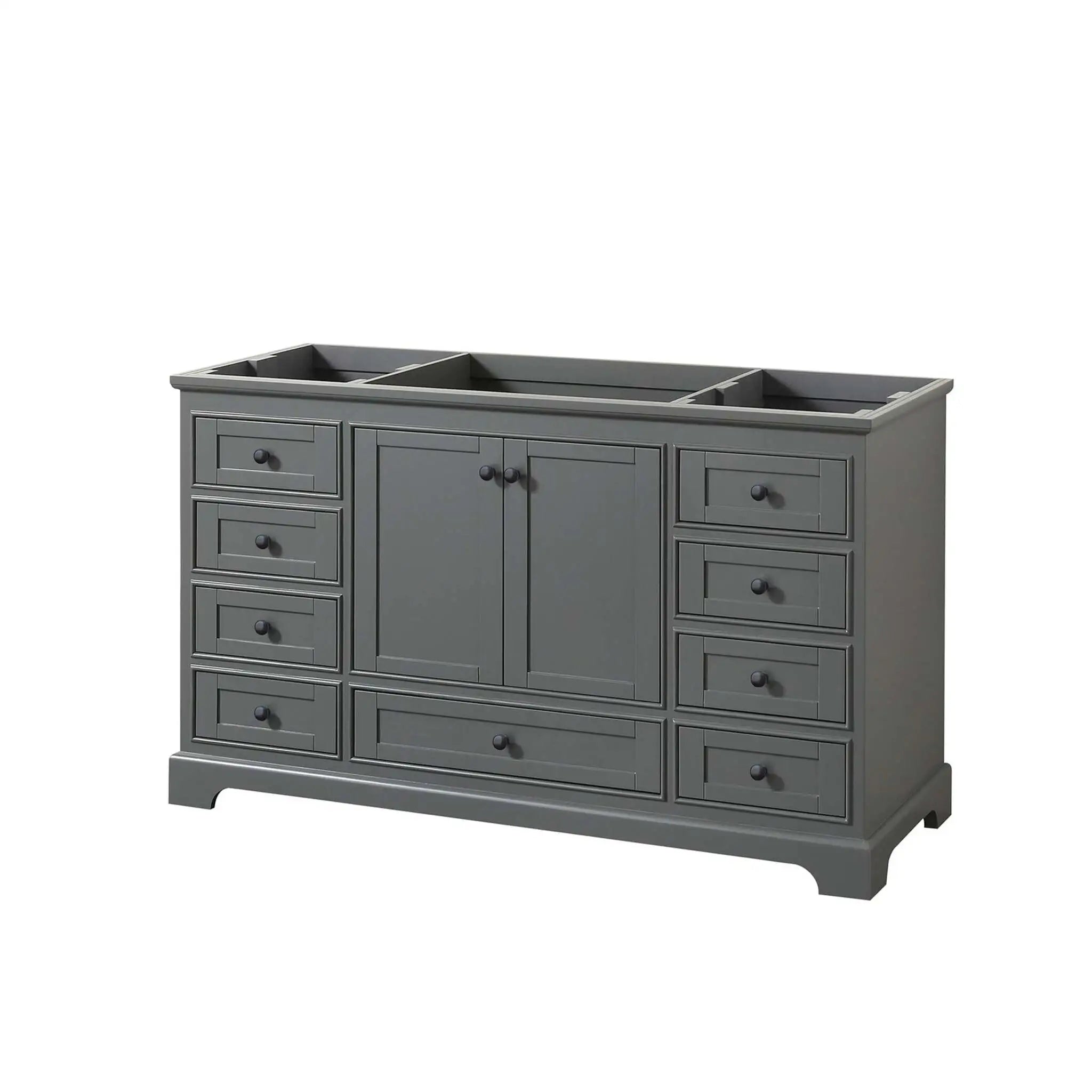 60" Deborah Single Bathroom Vanity in Dark Gray with Matte Black Trim by Wyndham