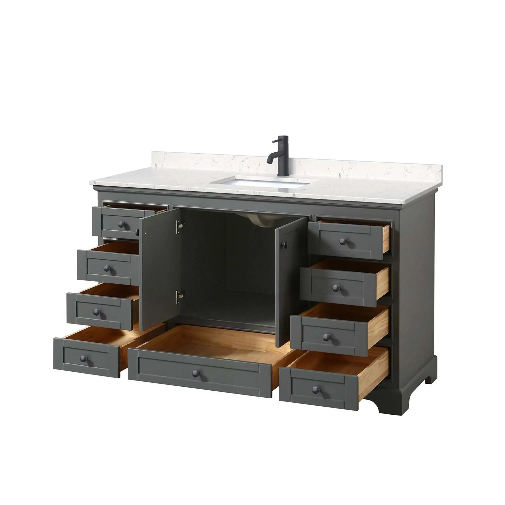 60" Deborah Single Bathroom Vanity in Dark Gray with Matte Black Trim by Wyndham
