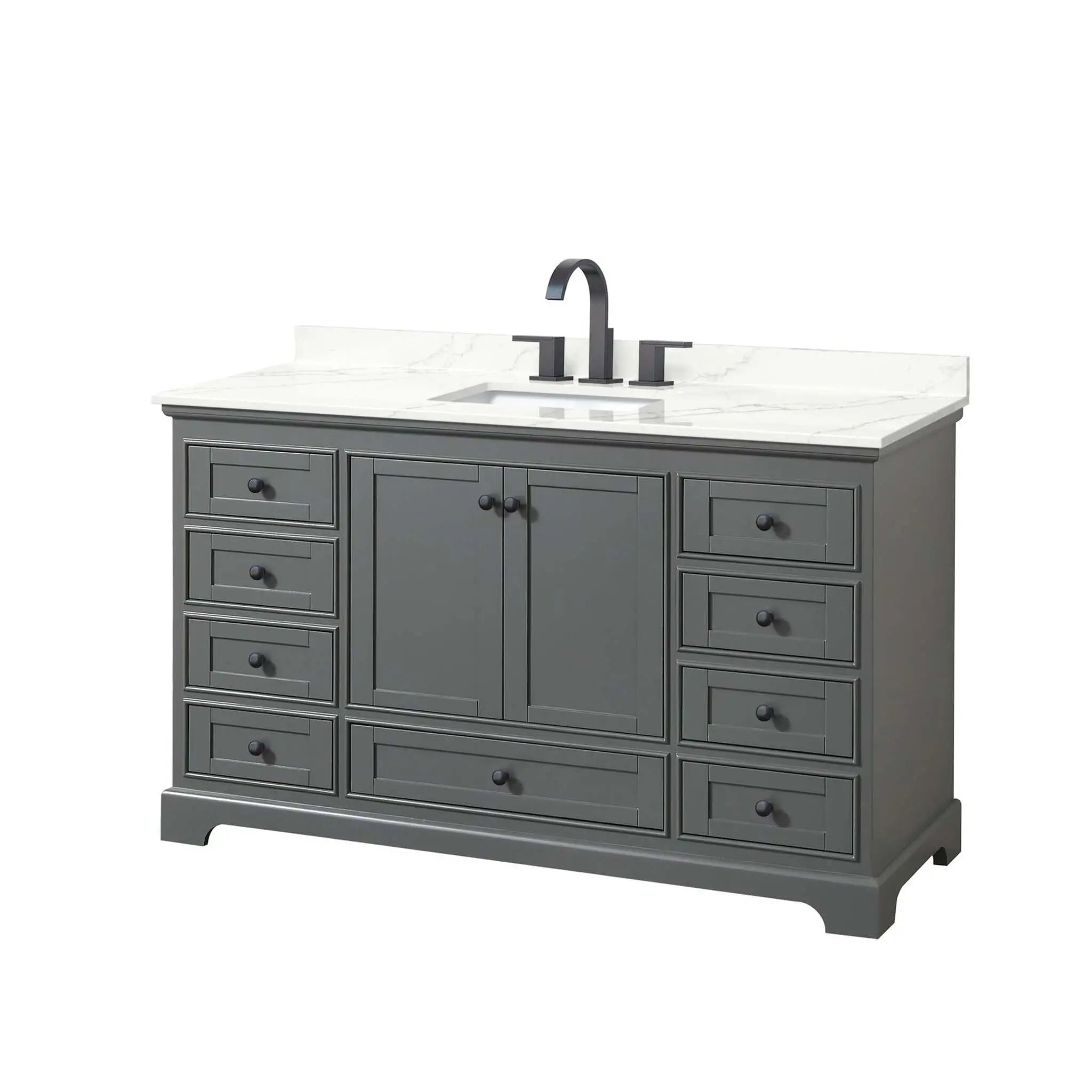 60" Deborah Single Bathroom Vanity in Dark Gray with Matte Black Trim by Wyndham