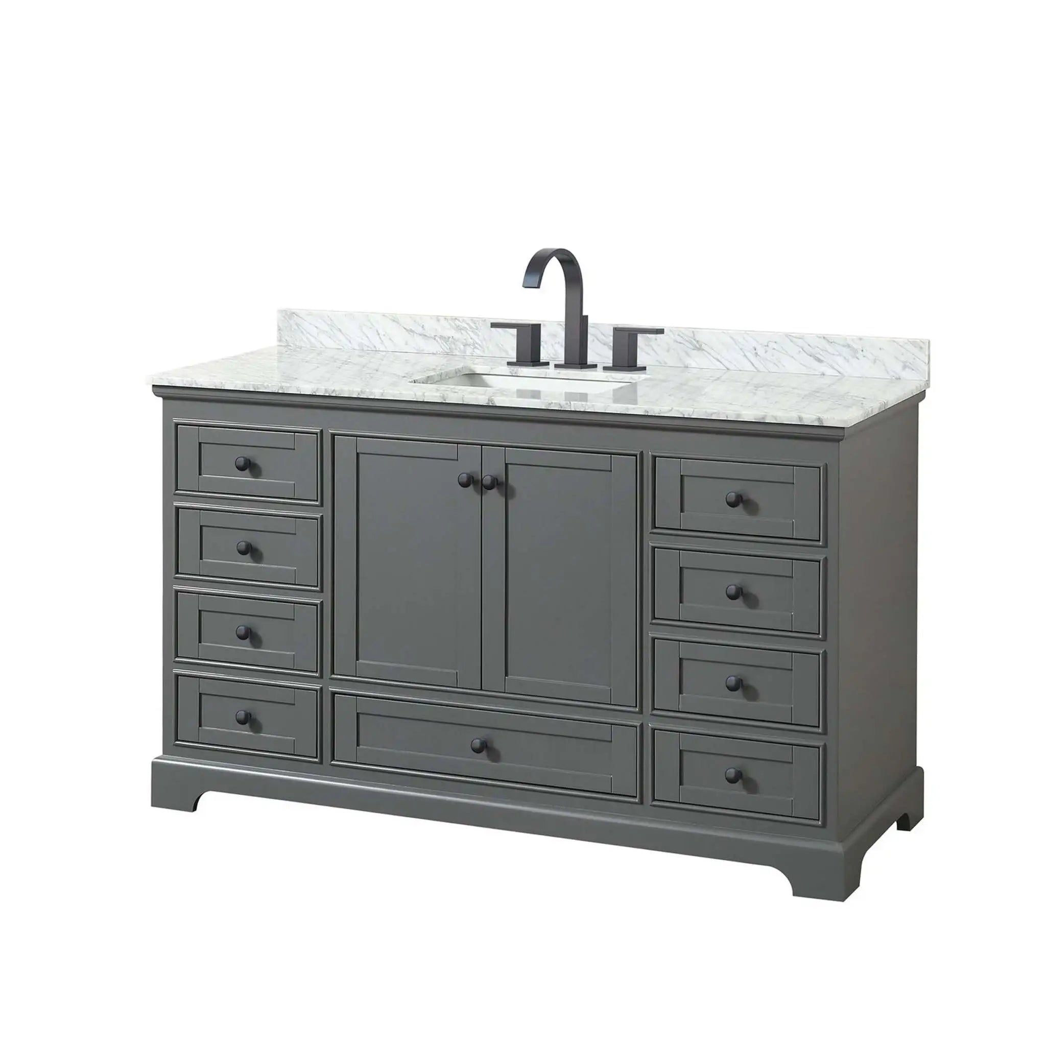 60" Deborah Single Bathroom Vanity in Dark Gray with Matte Black Trim by Wyndham