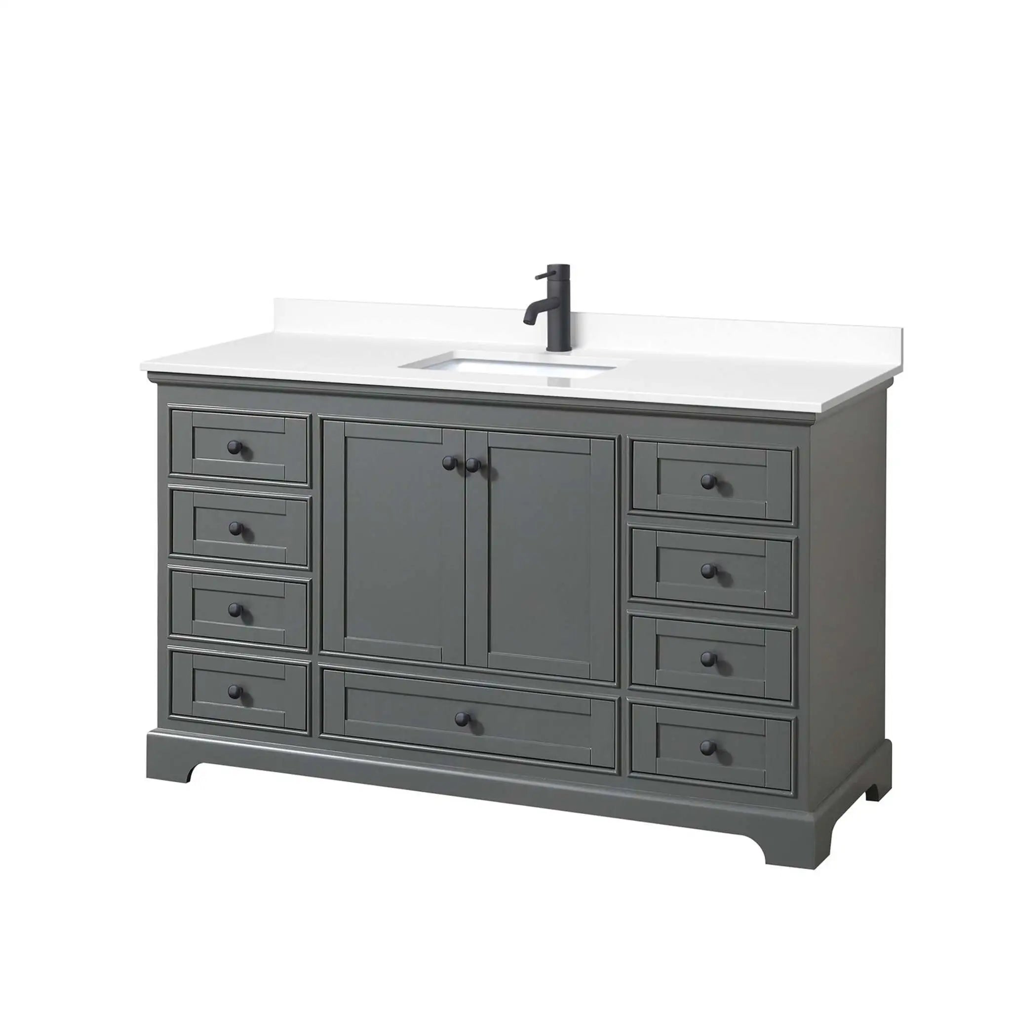 60" Deborah Single Bathroom Vanity in Dark Gray with Matte Black Trim by Wyndham