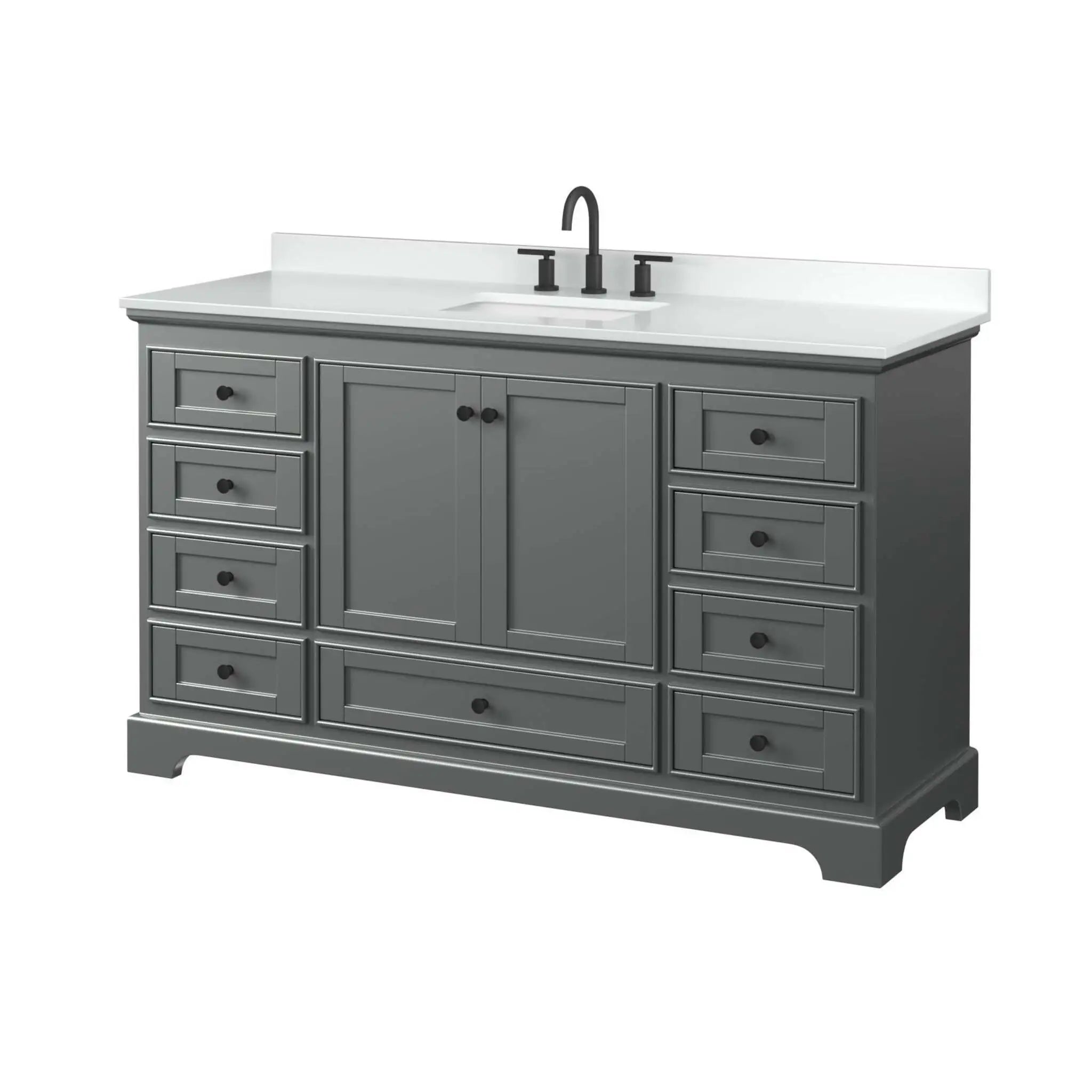 60" Deborah Single Bathroom Vanity in Dark Gray with Matte Black Trim by Wyndham