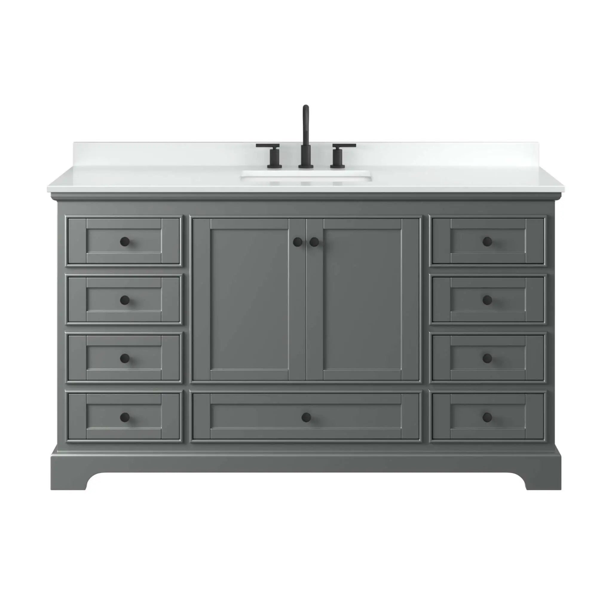 60" Deborah Single Bathroom Vanity in Dark Gray with Matte Black Trim by Wyndham