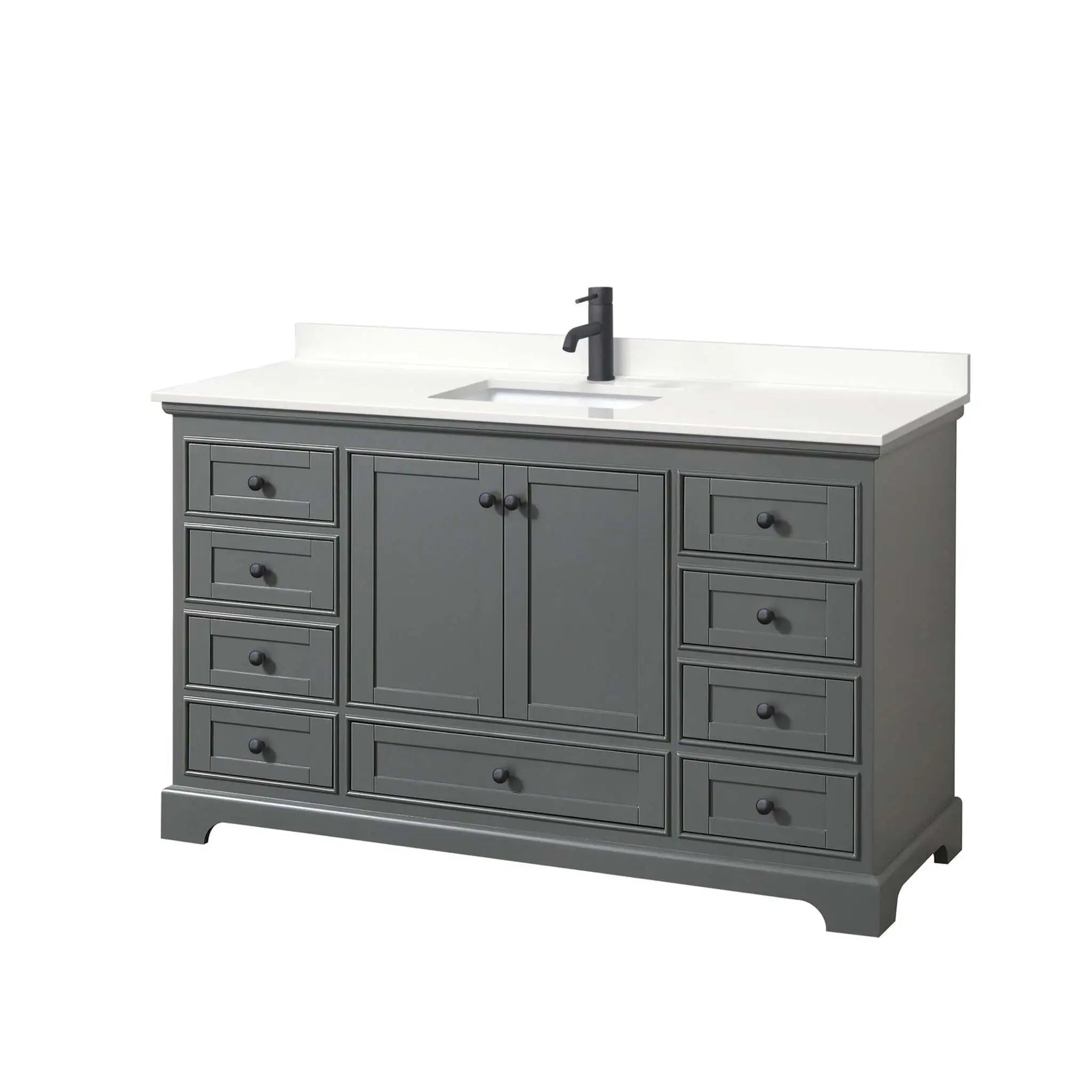 60" Deborah Single Bathroom Vanity in Dark Gray with Matte Black Trim by Wyndham
