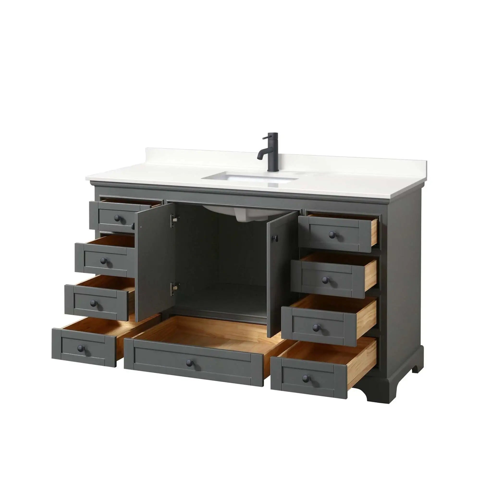 60" Deborah Single Bathroom Vanity in Dark Gray with Matte Black Trim by Wyndham