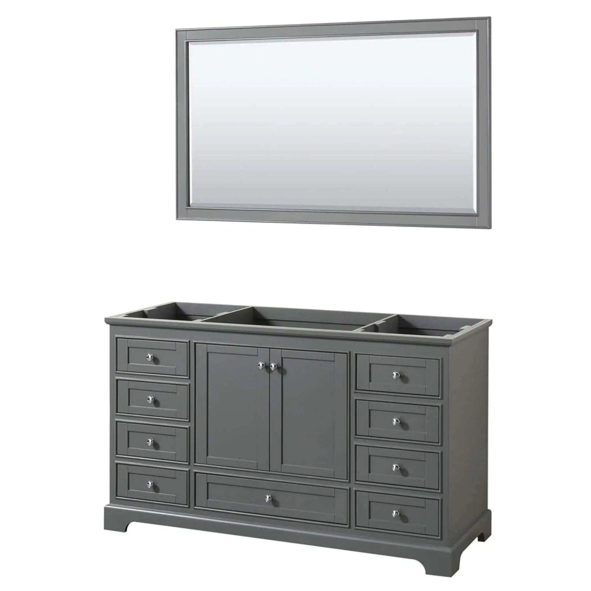 60" Deborah Single Bathroom Vanity in Dark Gray with Polished Chrome Trim & 58" Mirror by Wyndham