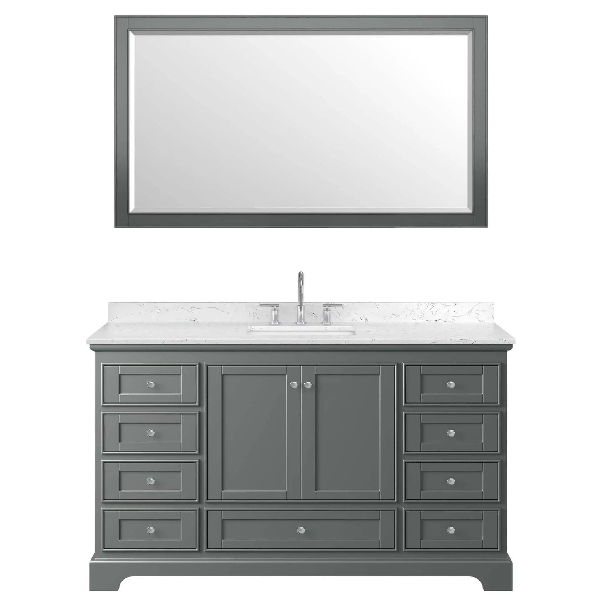 60" Deborah Single Bathroom Vanity in Dark Gray with Polished Chrome Trim & 58" Mirror by Wyndham