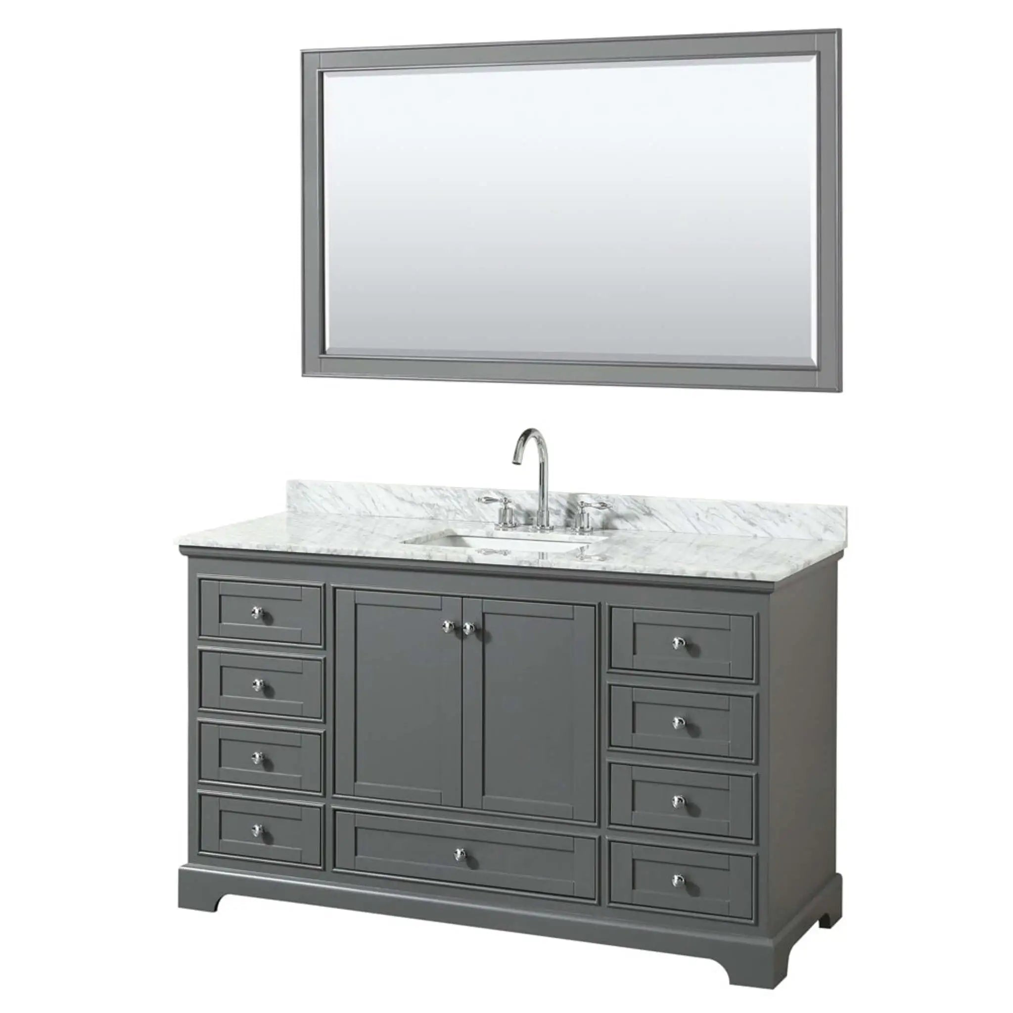 60" Deborah Single Bathroom Vanity in Dark Gray with Polished Chrome Trim & 58" Mirror by Wyndham
