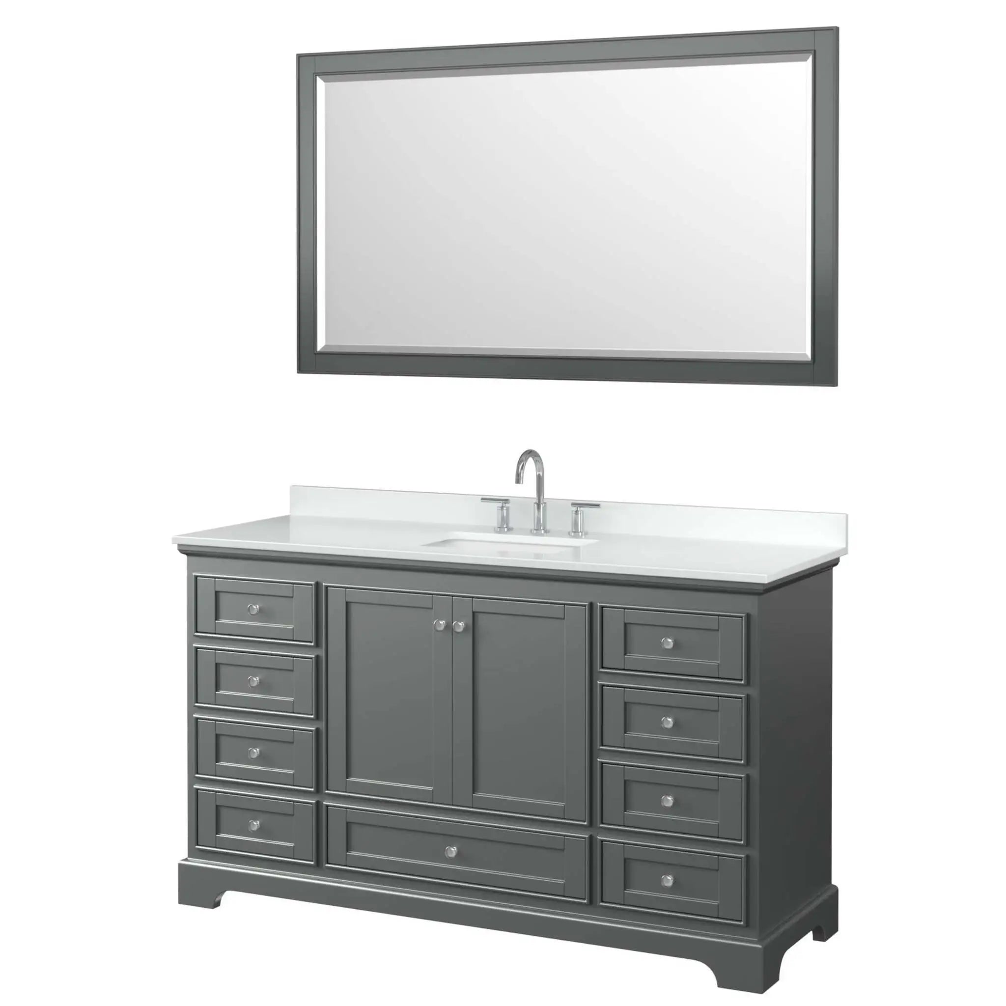 60" Deborah Single Bathroom Vanity in Dark Gray with Polished Chrome Trim & 58" Mirror by Wyndham
