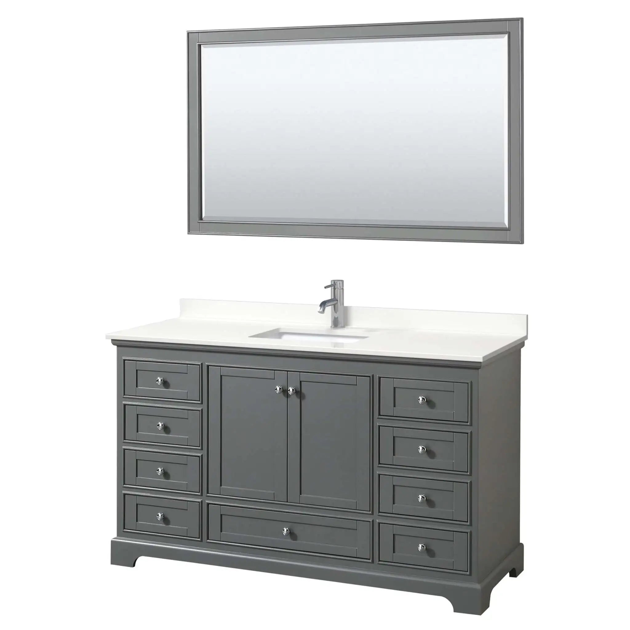 60" Deborah Single Bathroom Vanity in Dark Gray with Polished Chrome Trim & 58" Mirror by Wyndham