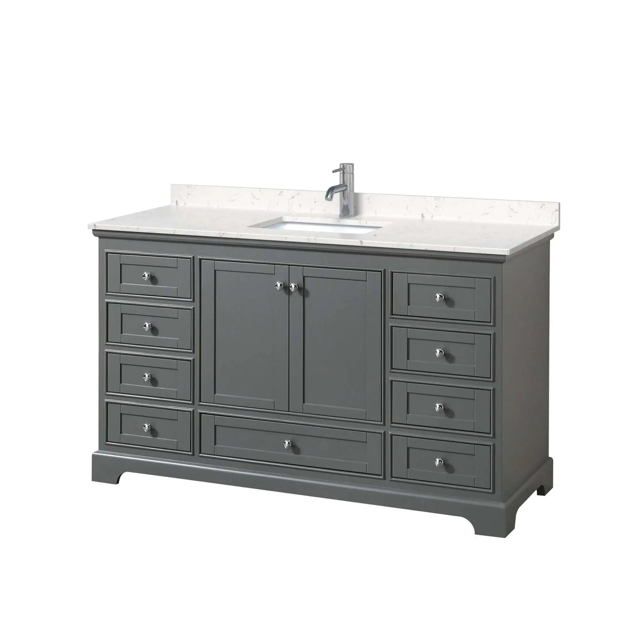 60" Deborah Single Bathroom Vanity in Dark Gray with Polished Chrome Trim by Wyndham