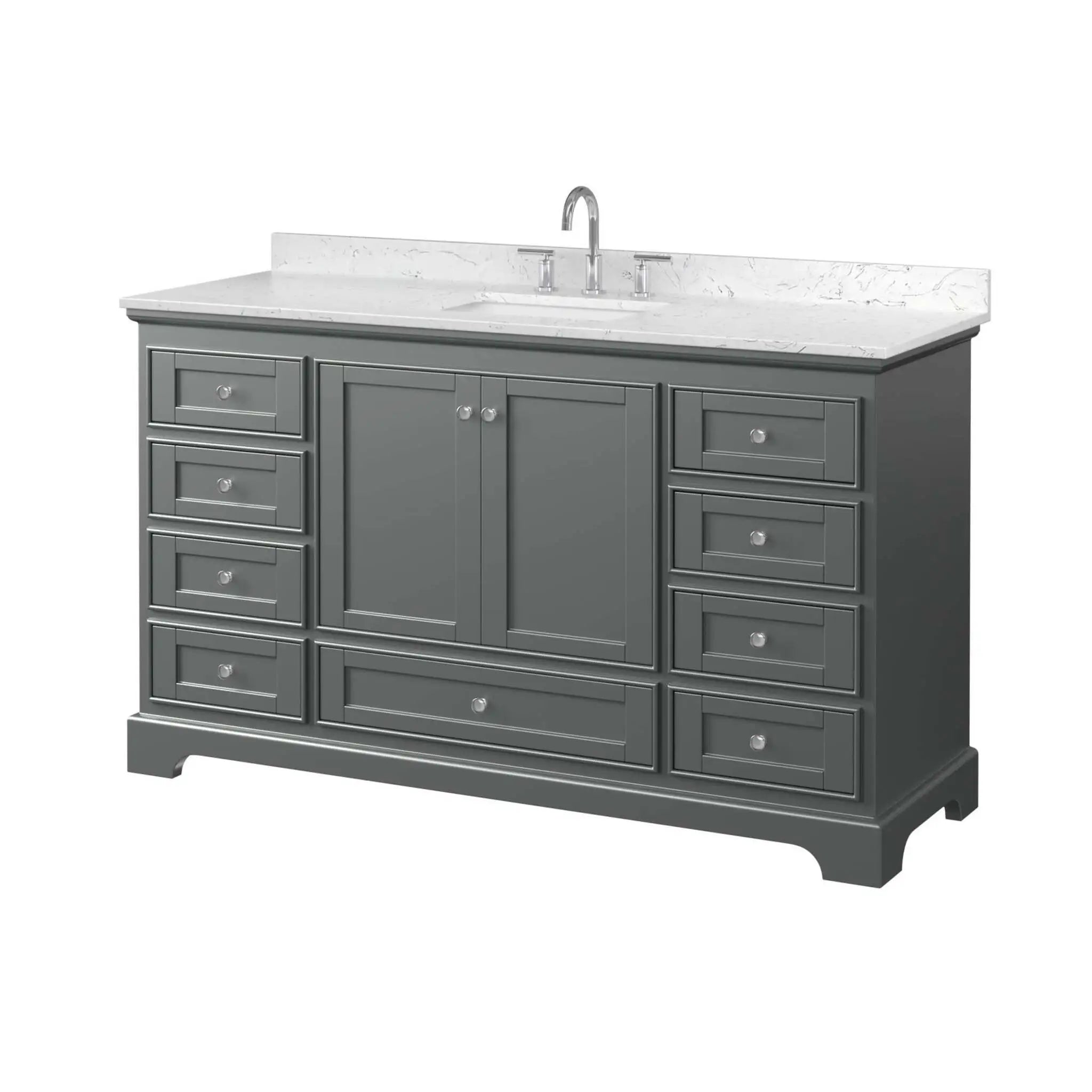 60" Deborah Single Bathroom Vanity in Dark Gray with Polished Chrome Trim by Wyndham